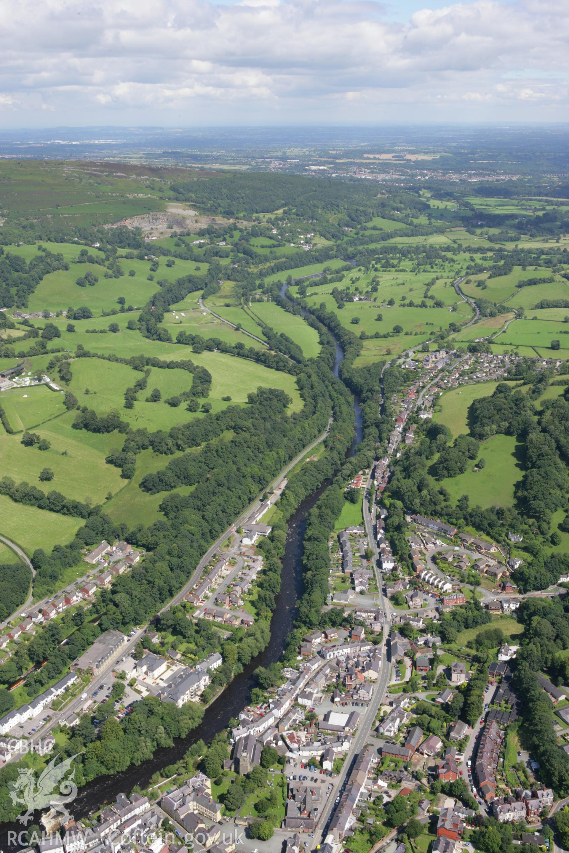 RCAHMW colour oblique aerial photograph of Llangollen. Taken on 24 July 2007 by Toby Driver