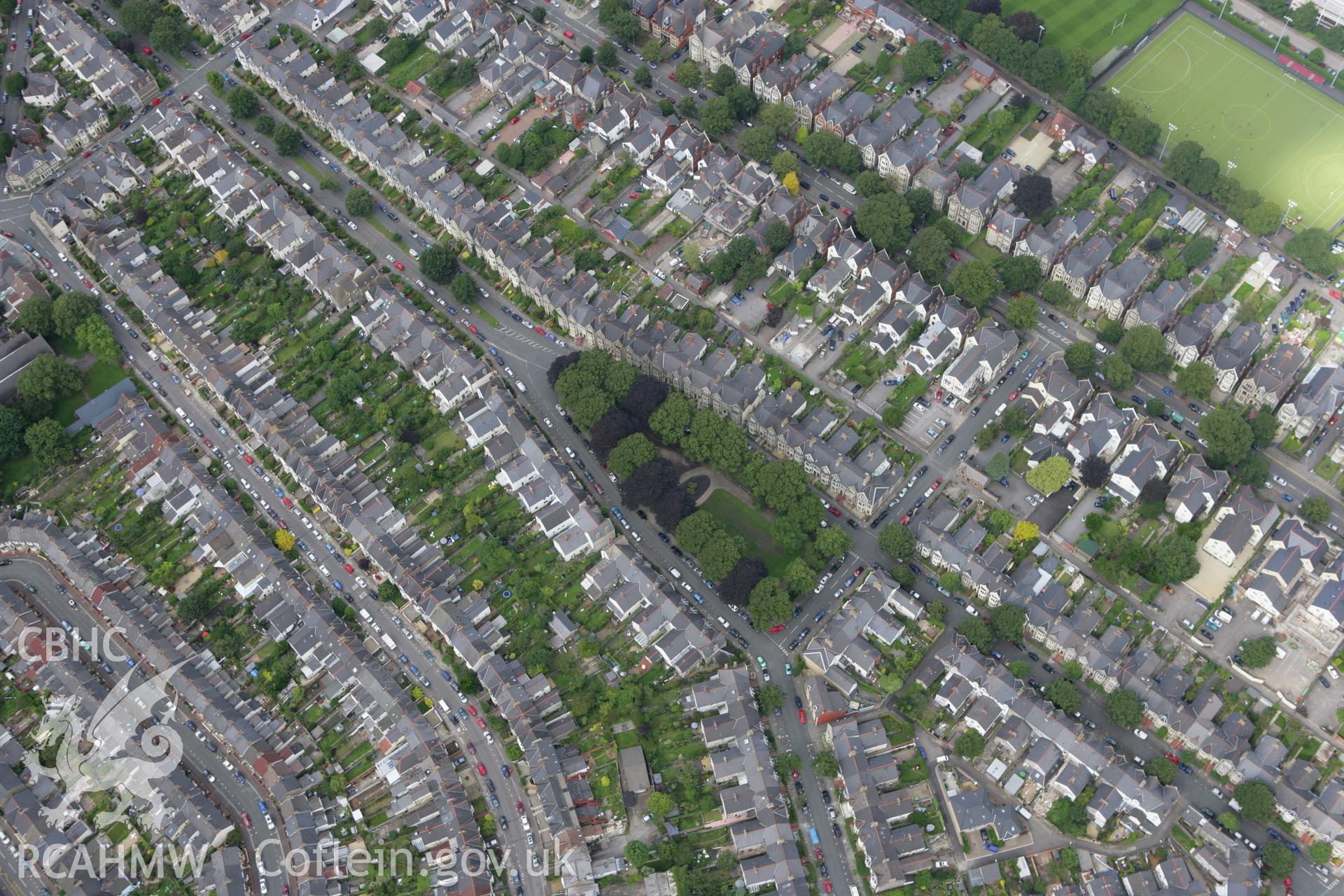 RCAHMW colour oblique aerial photograph of Cardiff including Pontcanna. Taken on 30 July 2007 by Toby Driver