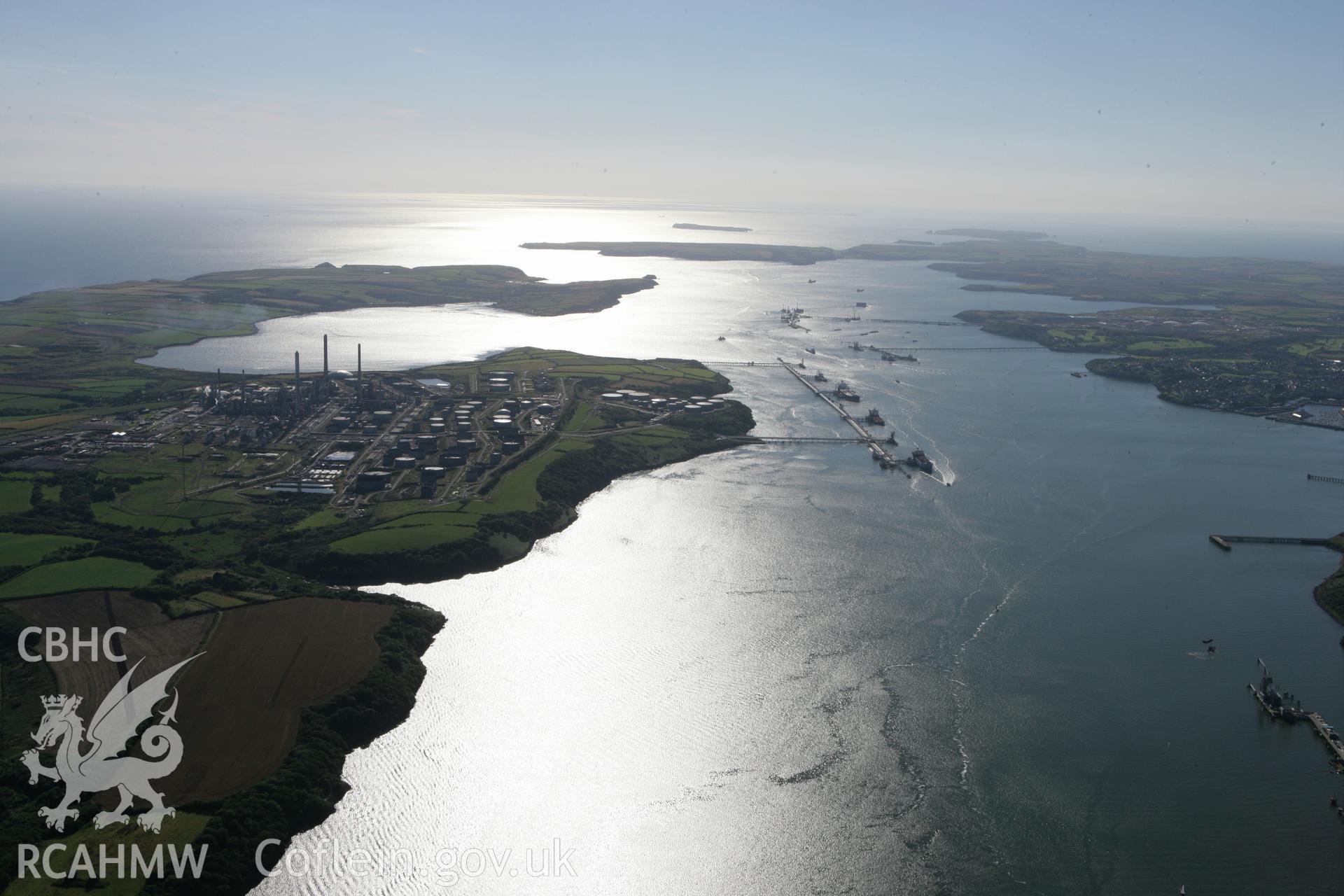 RCAHMW colour oblique aerial photograph of Milford Haven Waterway, looking to the west. Taken on 30 July 2007 by Toby Driver