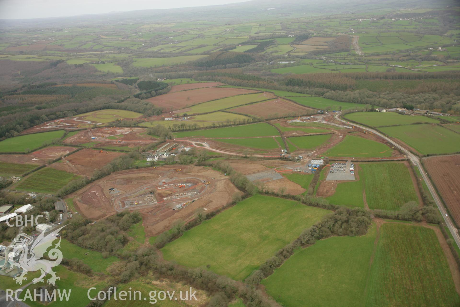 RCAHMW colour oblique aerial photograph of Bluestone Holiday Village, Narberth. Taken on 16 March 2007 by Toby Driver