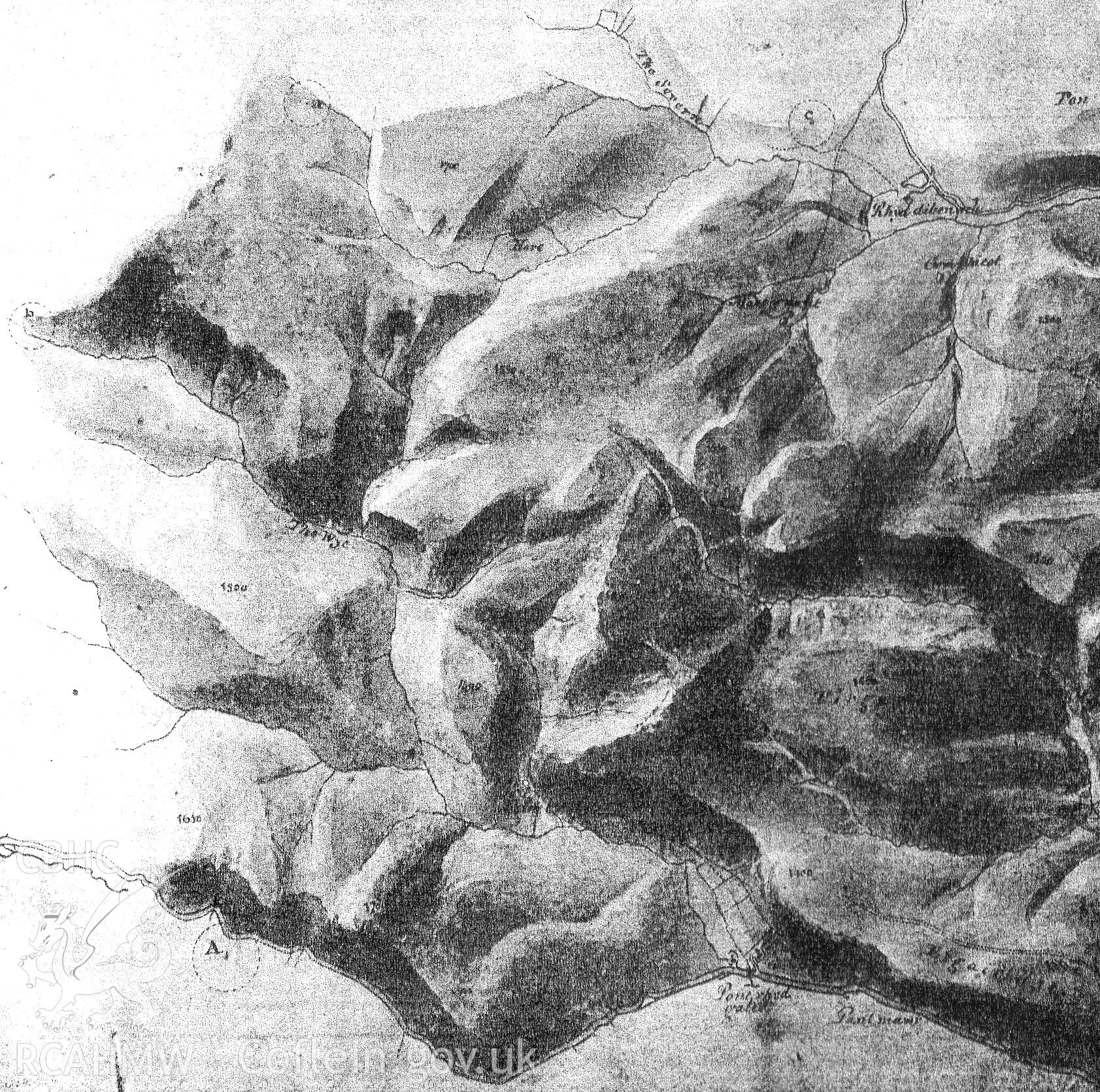 Map depicting part of Llangurig, drawn in 1822.