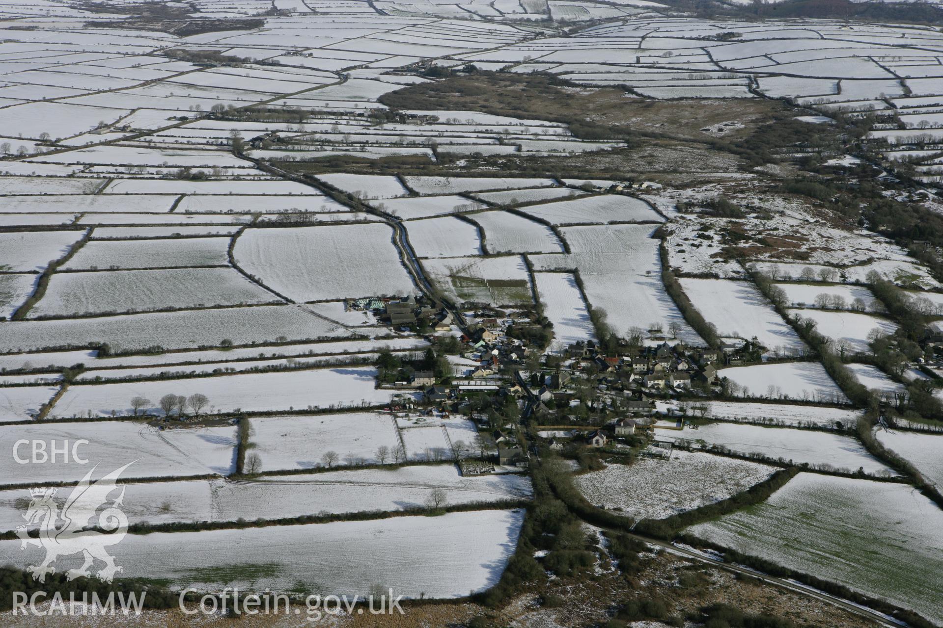 RCAHMW colour oblique photograph of Ambleston village. Taken by Toby Driver on 06/02/2009.