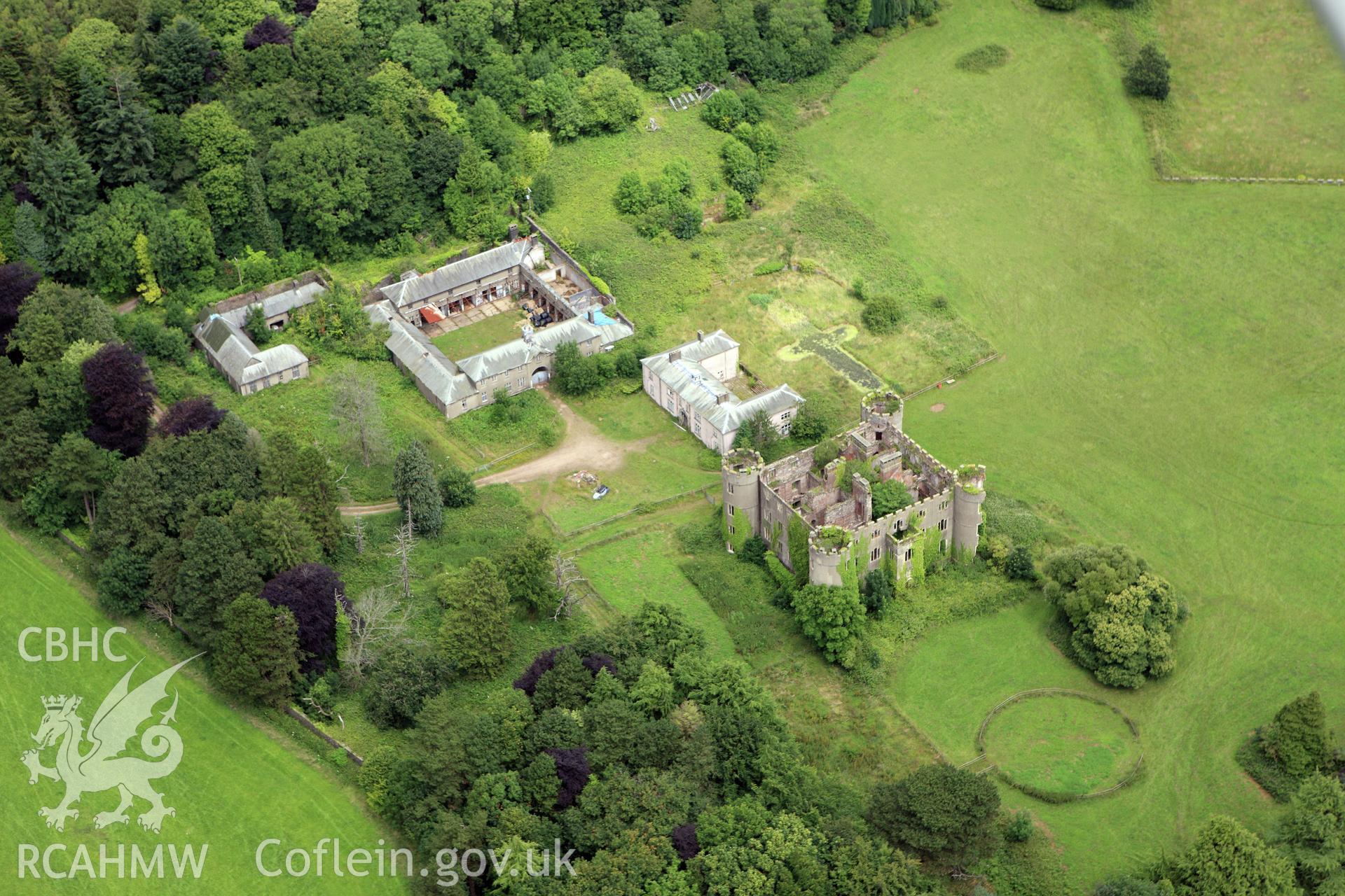 RCAHMW colour oblique aerial photograph of Ruperra Castle. Taken on 09 July 2009 by Toby Driver