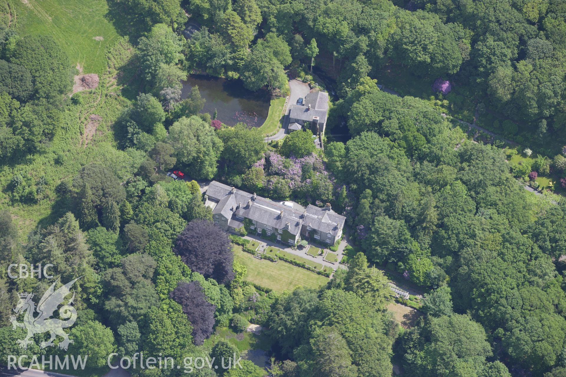 RCAHMW colour oblique aerial photograph of Voelas Hall, Glandyfi. Taken on 02 June 2009 by Toby Driver