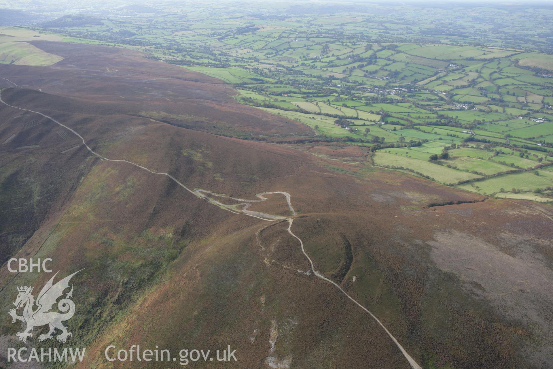 RCAHMW colour oblique aerial photograph of Moel-y-Gaer Hillfort, Llantysilio. Taken on 13 October 2009 by Toby Driver