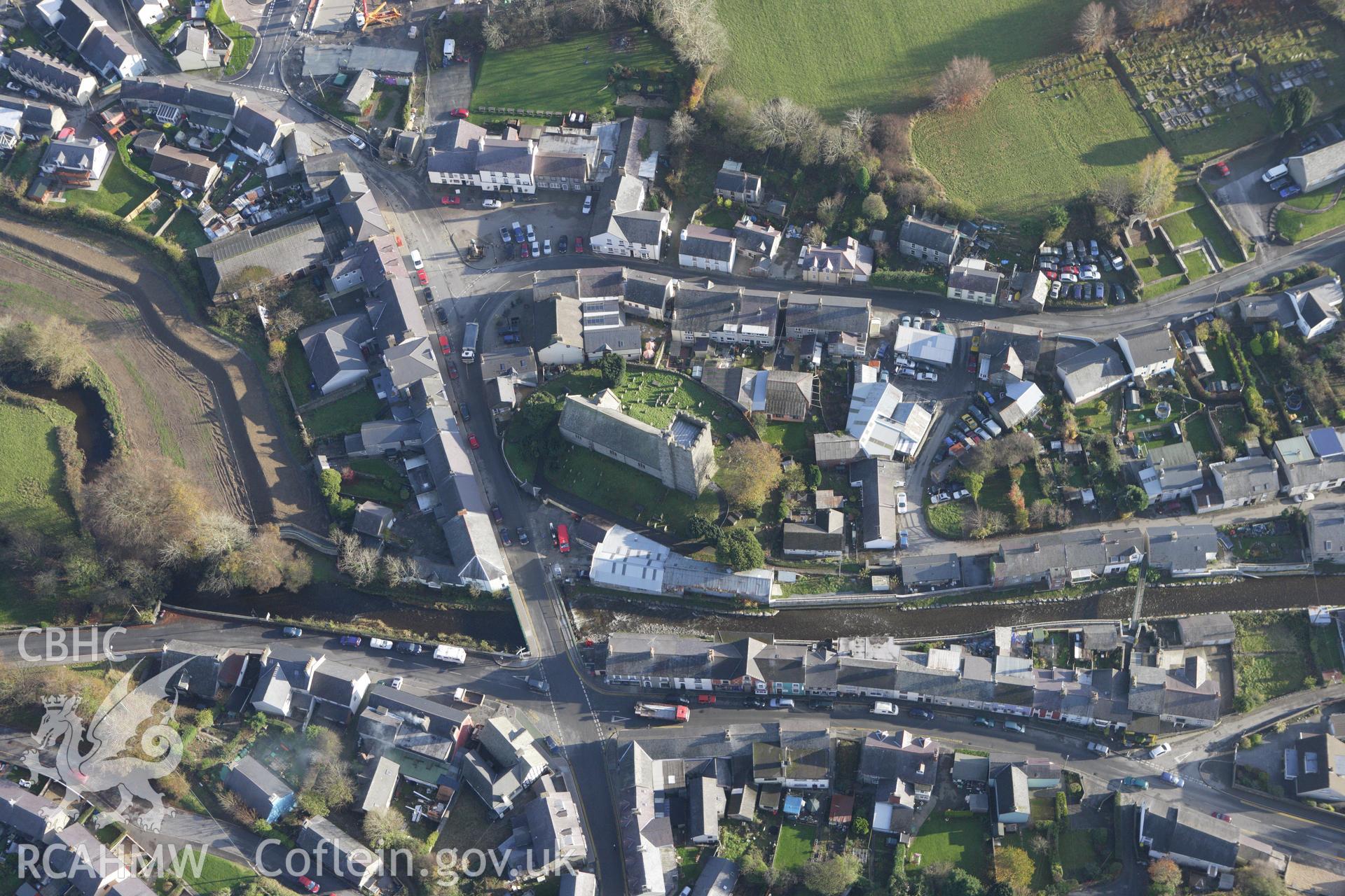 RCAHMW colour oblique aerial photograph of Tregaron. Taken on 09 November 2009 by Toby Driver