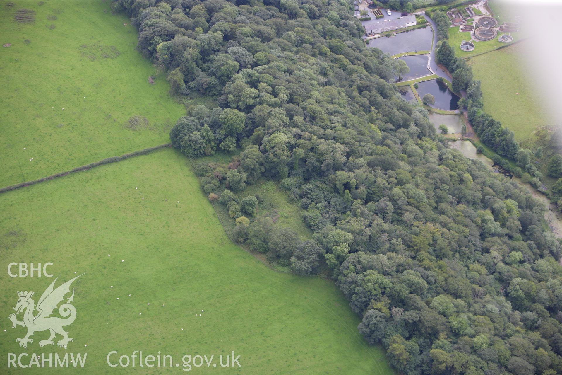 RCAHMW colour oblique aerial photograph of Coed Trefraith Enclosure. Taken on 30 July 2009 by Toby Driver