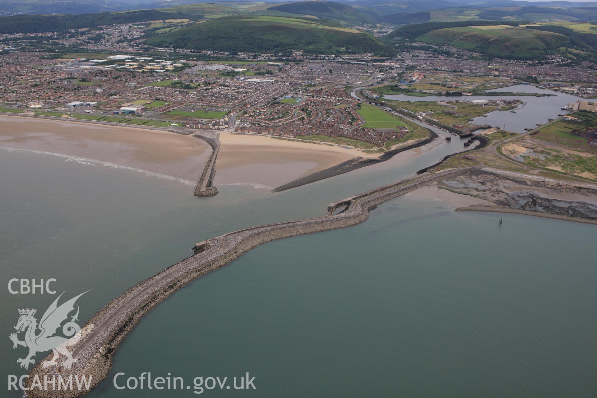 RCAHMW colour oblique aerial photograph of Port Talbot Docks. Taken on 09 July 2009 by Toby Driver