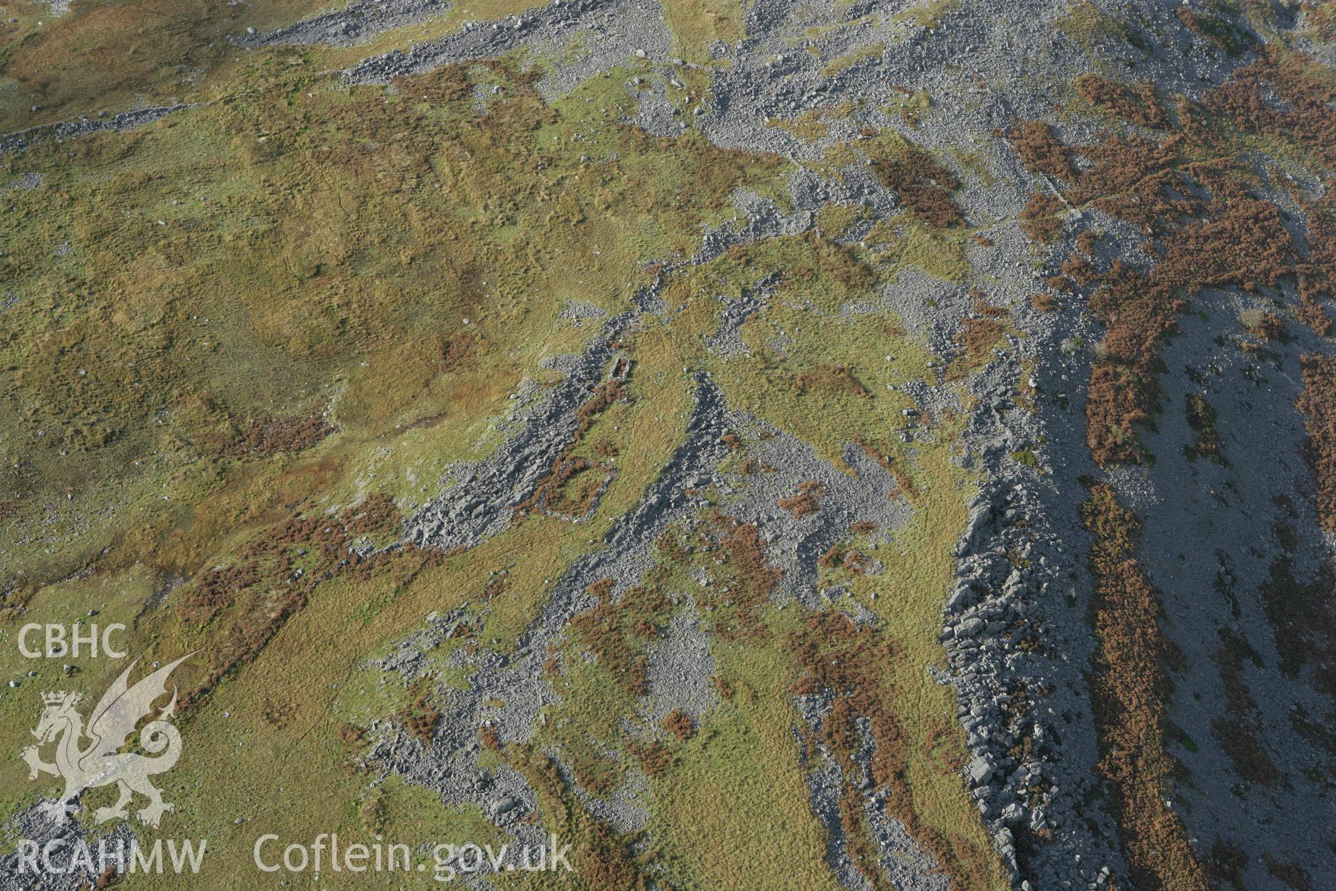 RCAHMW colour oblique aerial photograph of Upper Cwm Twrch Deserted Rural Settlement. Taken on 14 October 2009 by Toby Driver