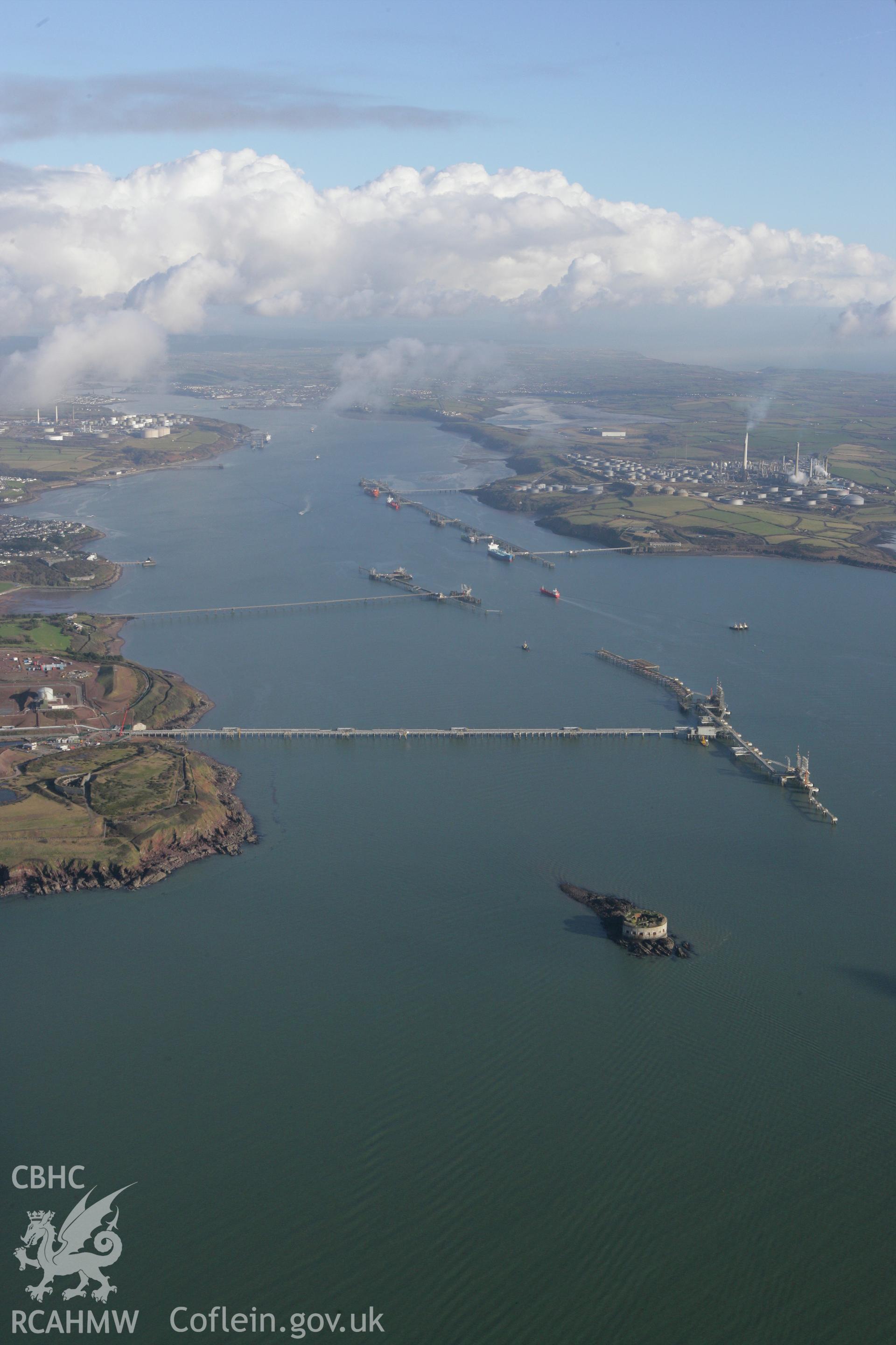 RCAHMW colour oblique photograph of Milford Haven waterway. Taken by Toby Driver on 11/02/2009.