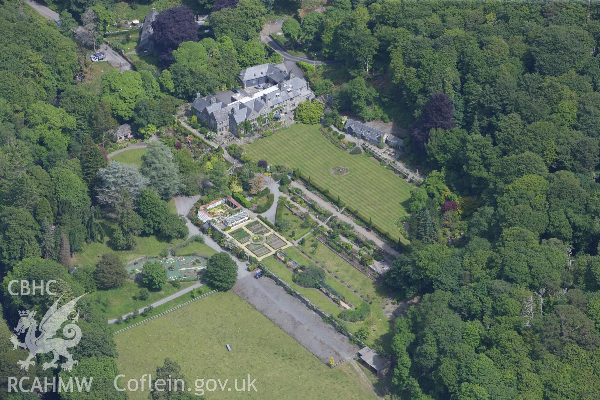 RCAHMW colour oblique aerial photograph of Aber-Artro Garden, Llanbedr. Taken on 16 June 2009 by Toby Driver