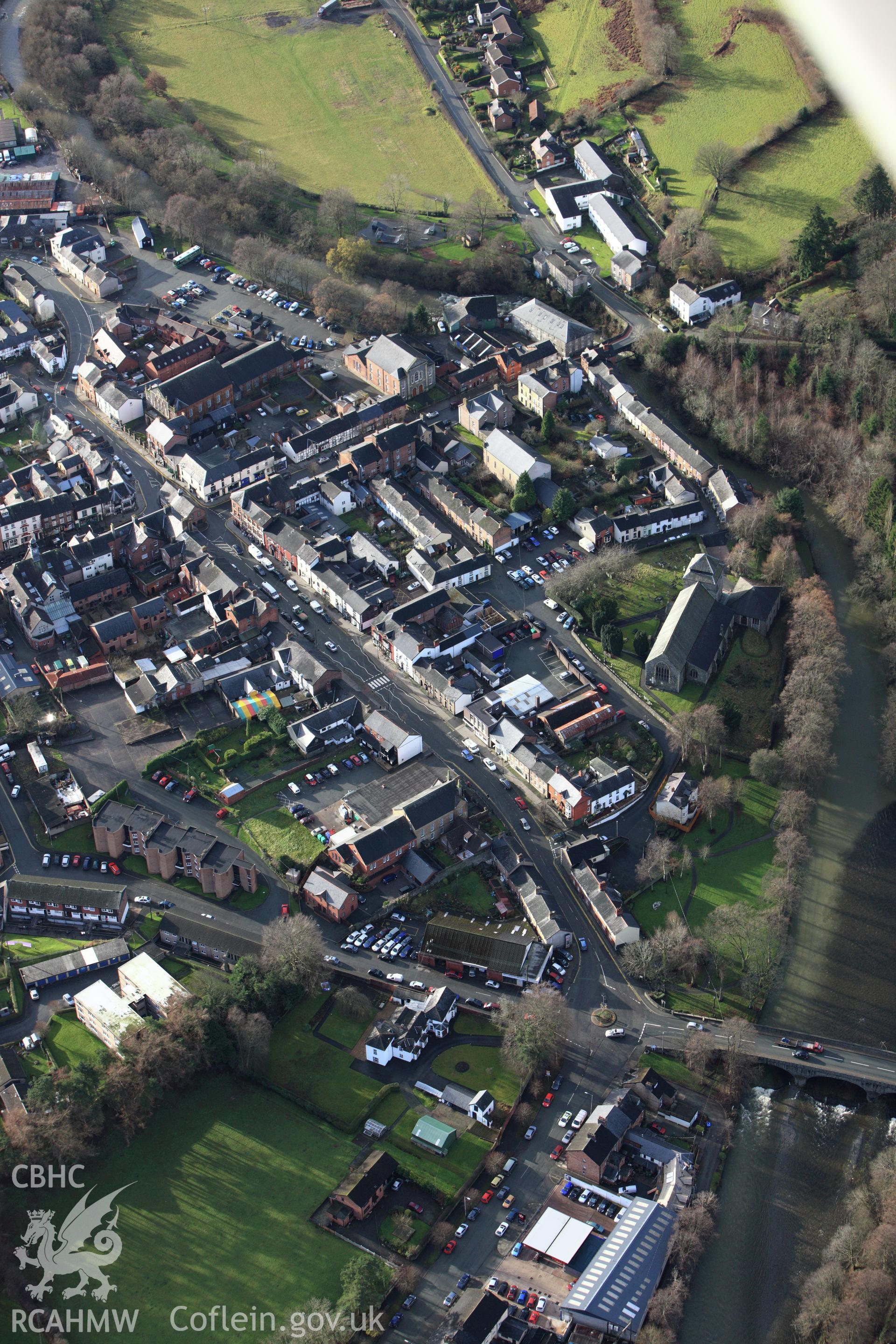RCAHMW colour oblique aerial photograph of Llanidloes. Taken on 10 December 2009 by Toby Driver