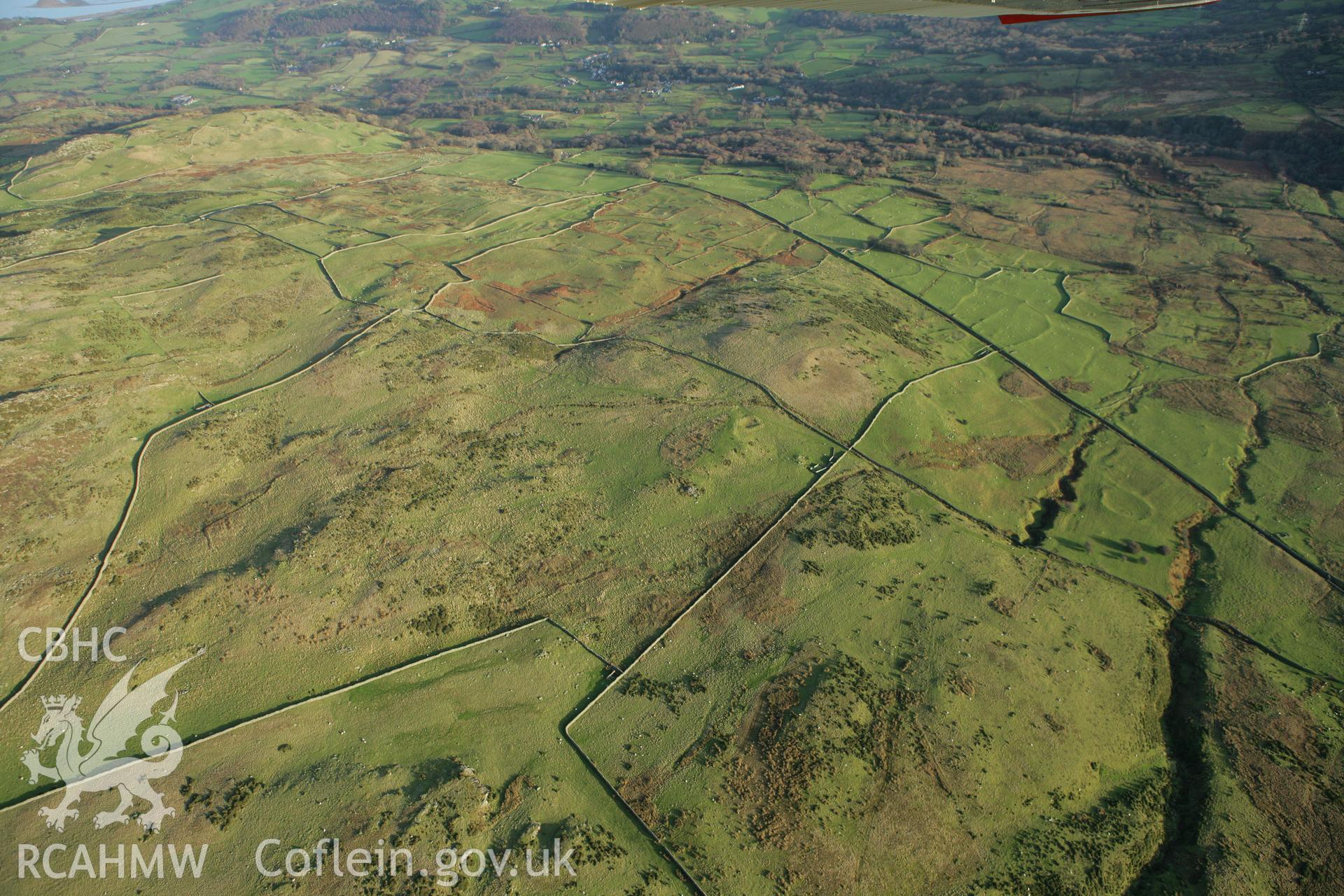 RCAHMW colour oblique aerial photograph of Maen-y-Bardd Settlement and field systems Taken on 10 December 2009 by Toby Driver