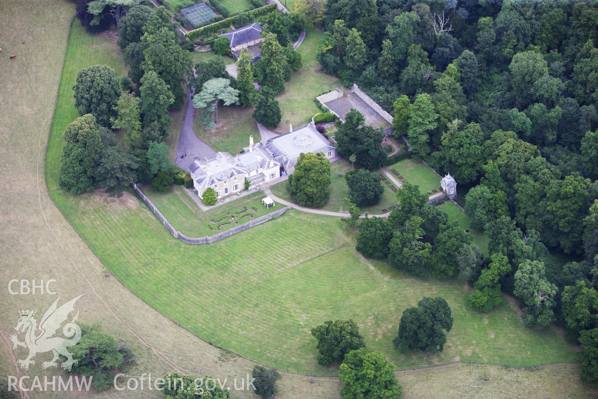 RCAHMW colour oblique aerial photograph of Wyelands House, Mathern, Chepstow. Taken on 09 July 2009 by Toby Driver