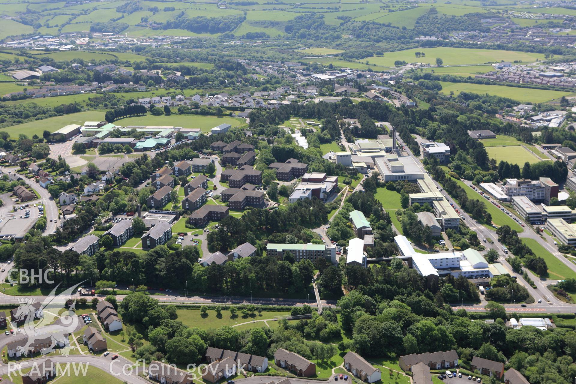 RCAHMW colour oblique aerial photograph of University College of Wales, Aberystwyth. Taken on 02 June 2009 by Toby Driver