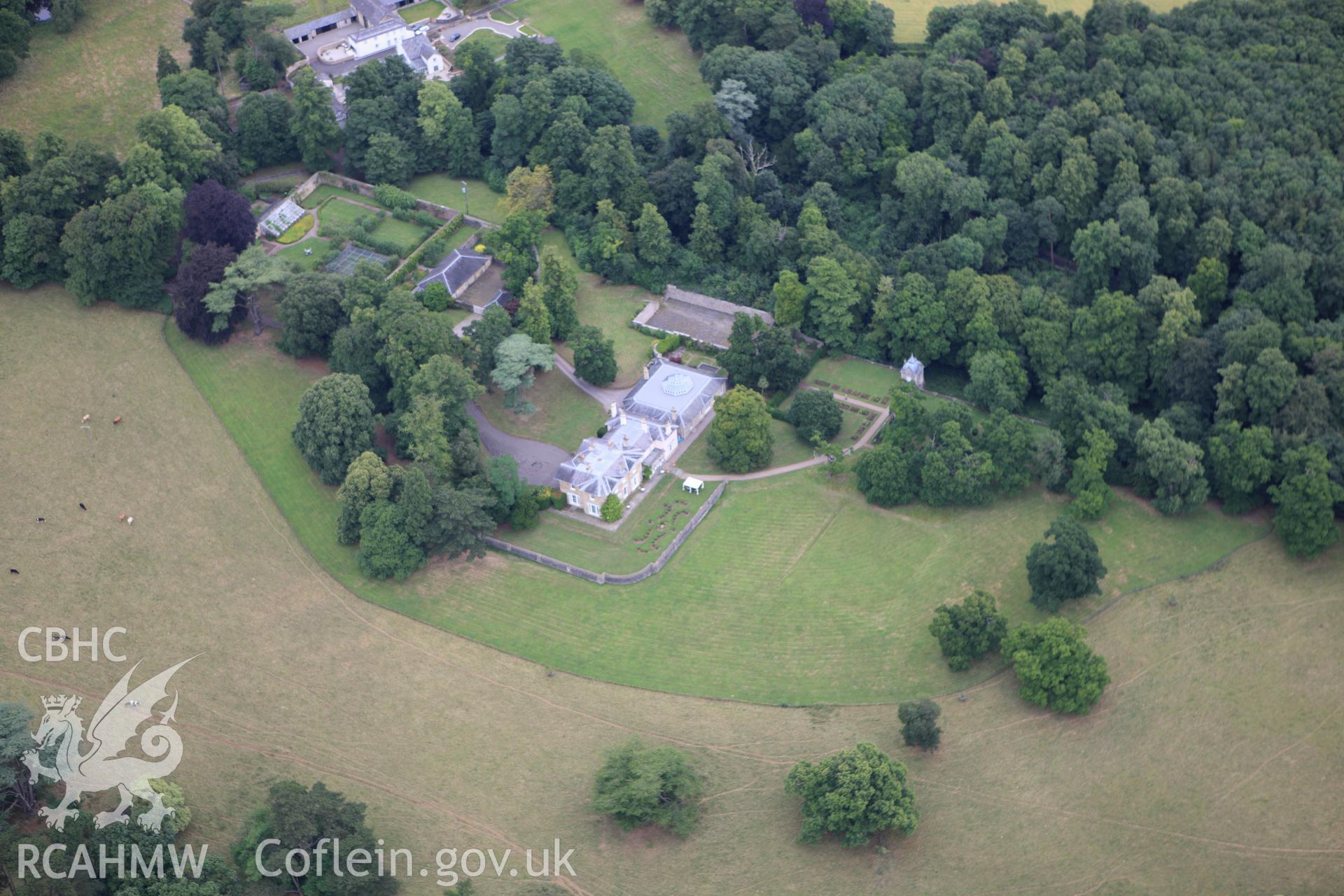 RCAHMW colour oblique aerial photograph of Wyelands House, Mathern, Chepstow. Taken on 09 July 2009 by Toby Driver
