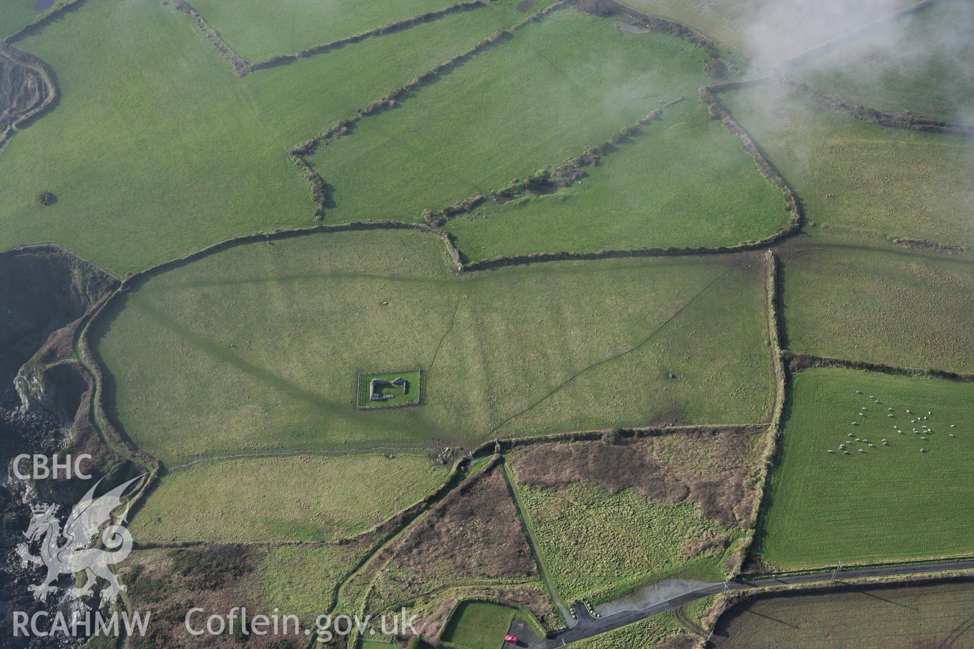 RCAHMW colour oblique aerial photograph of St Non's Chapel. Taken on 28 January 2009 by Toby Driver