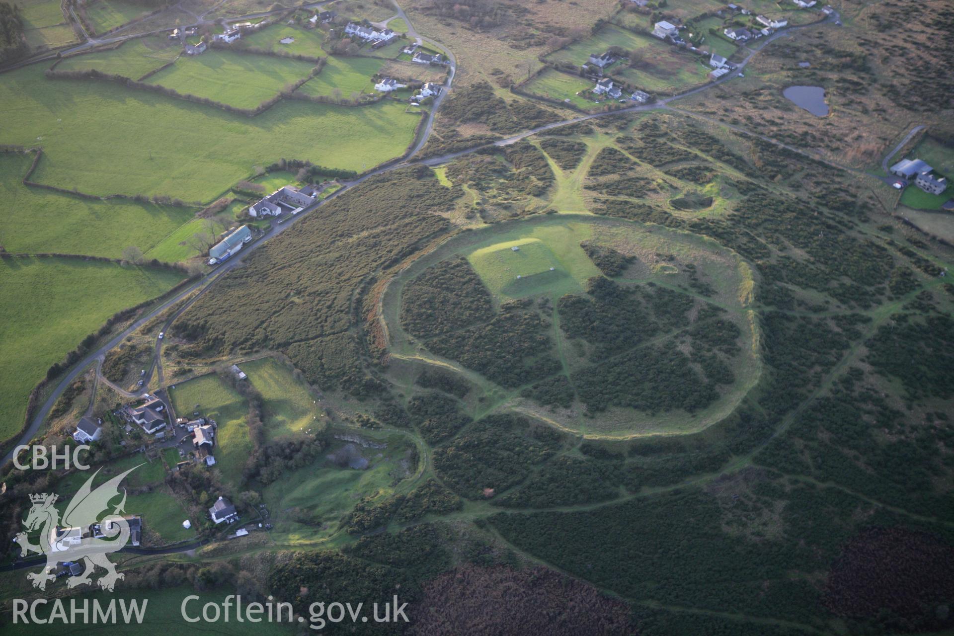 RCAHMW colour oblique aerial photograph of Moel-y-Gaer Camp and hillfort. Taken on 10 December 2009 by Toby Driver