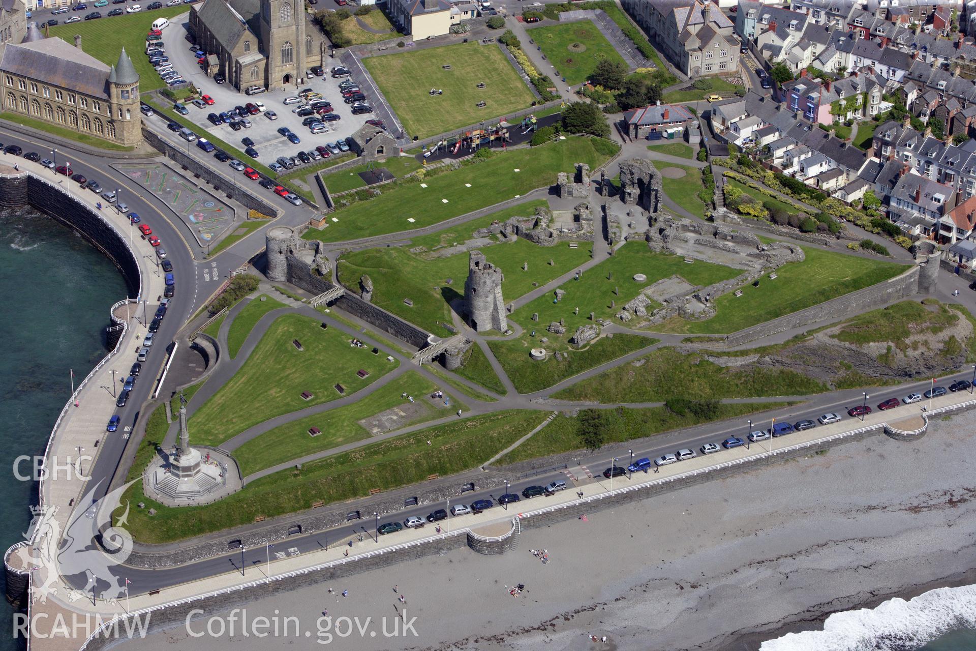 RCAHMW colour oblique aerial photograph of Aberystwyth Castle. Taken on 16 June 2009 by Toby Driver