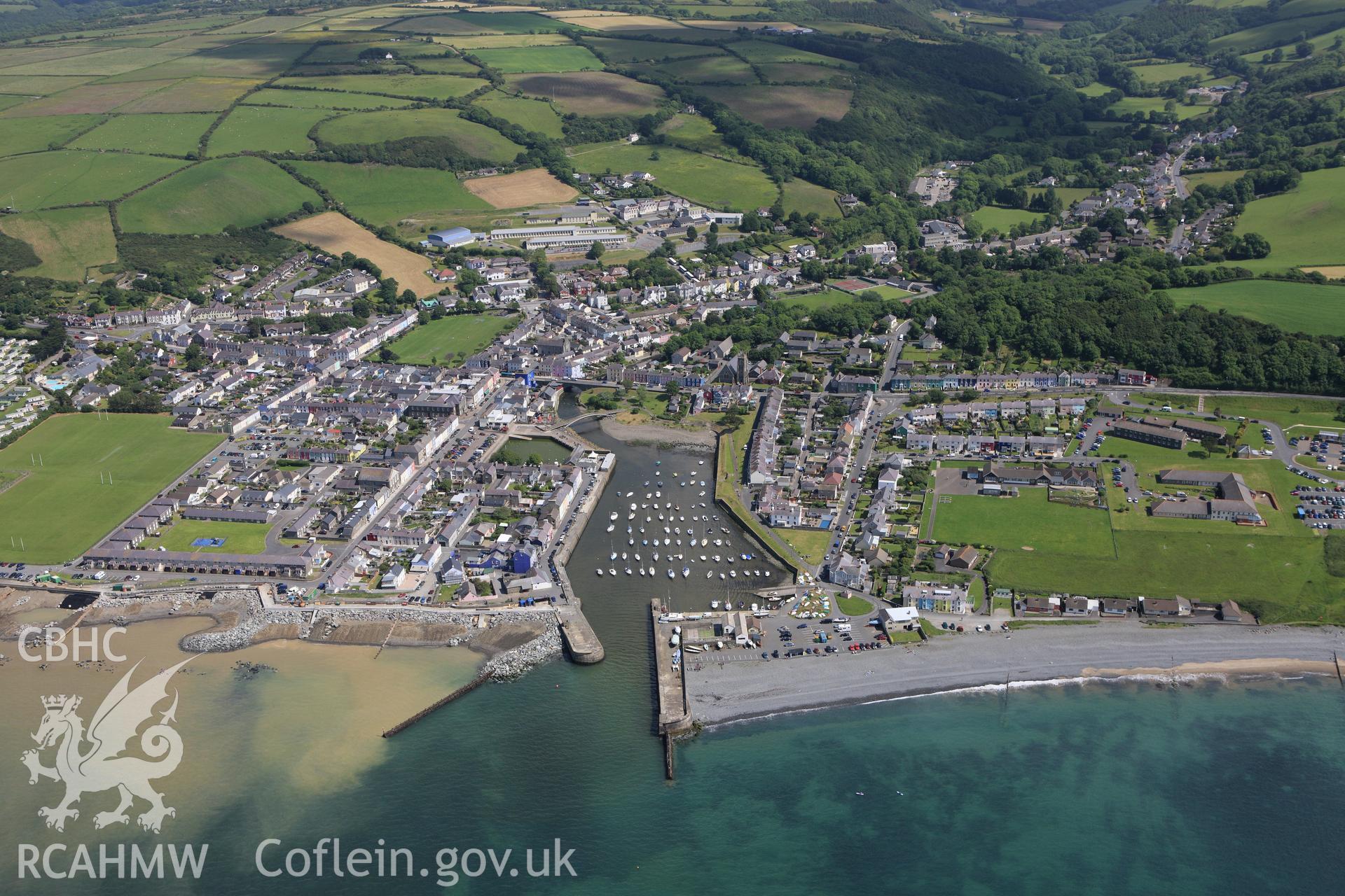 RCAHMW colour oblique aerial photograph of Aberaeron. Taken on 16 June 2009 by Toby Driver