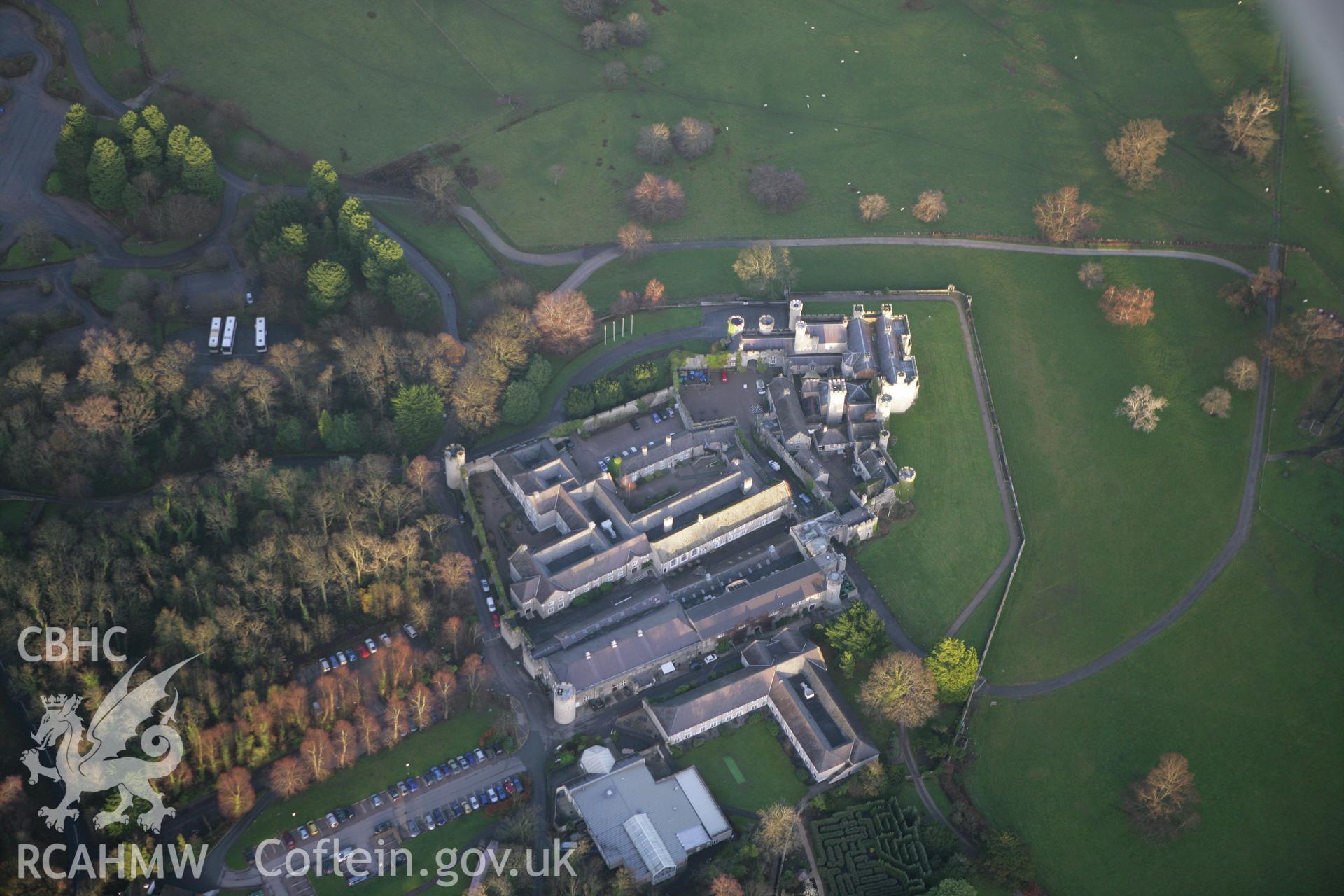 RCAHMW colour oblique aerial photograph of Bodelwyddan Castle. Taken on 10 December 2009 by Toby Driver