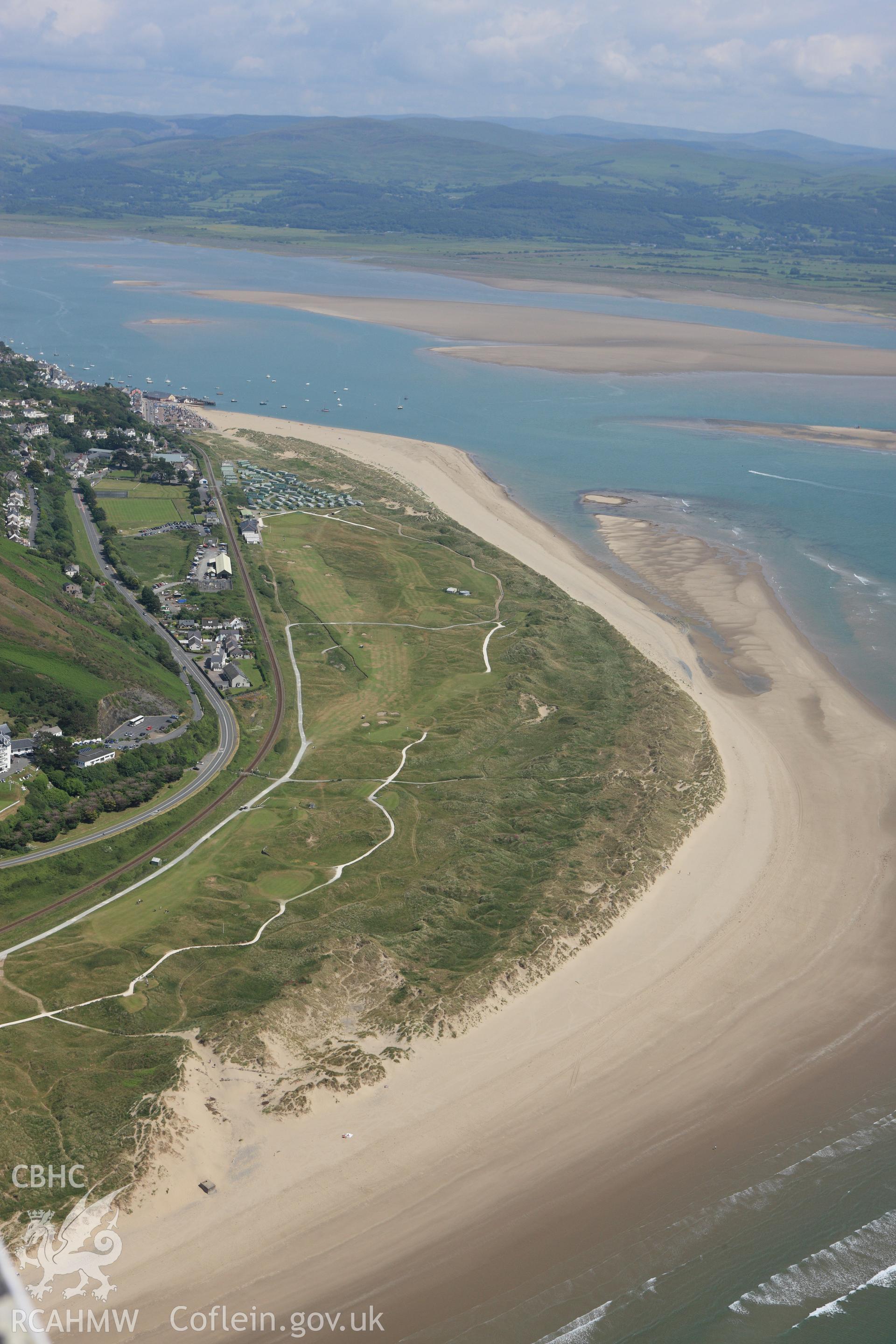 RCAHMW colour oblique aerial photograph of Aberdovey and the surrounding landscape. Taken on 16 June 2009 by Toby Driver