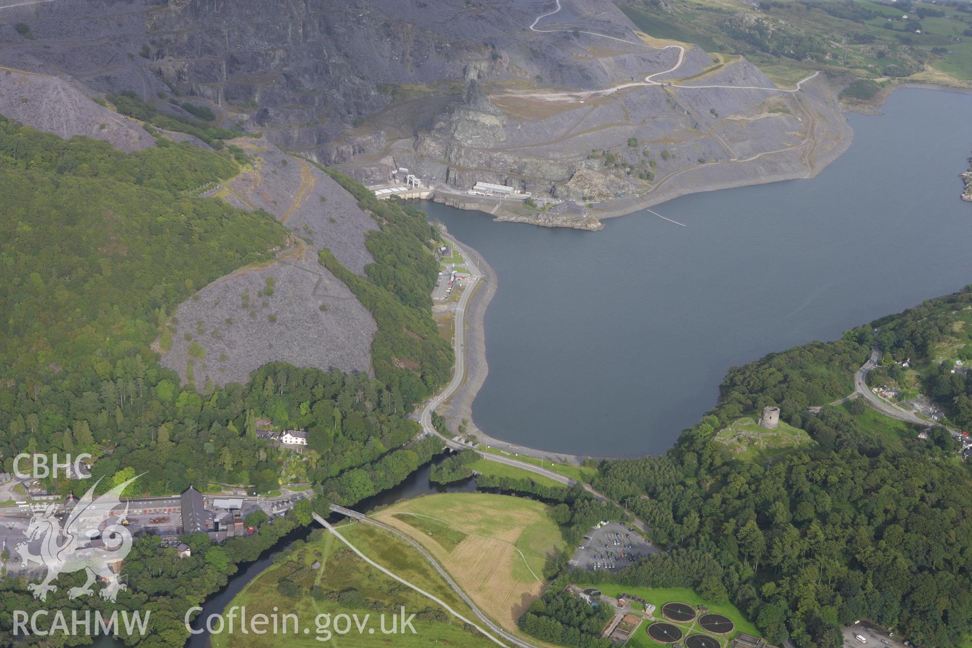 RCAHMW colour oblique aerial photograph of Dolbadarn Castle, Llanberis. Taken on 06 August 2009 by Toby Driver