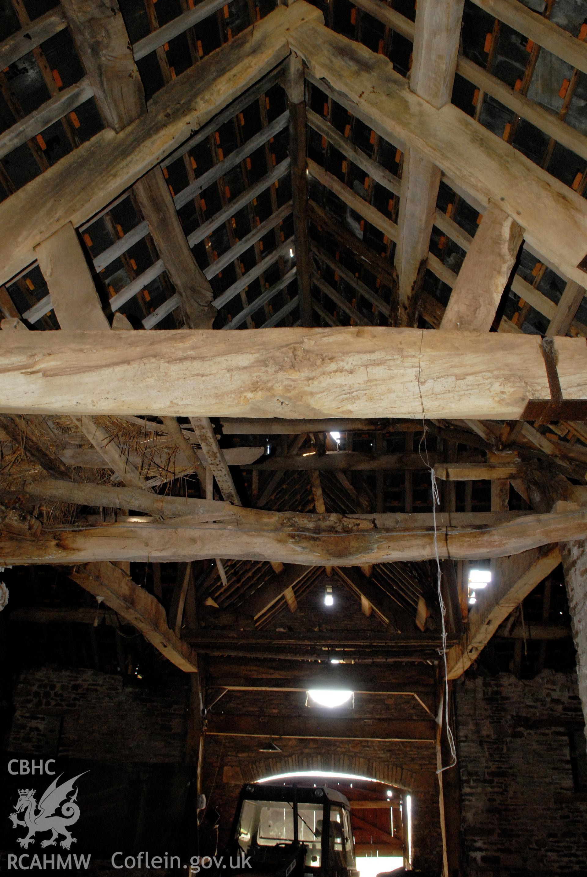 Interior view of the barn looking up and from the west.