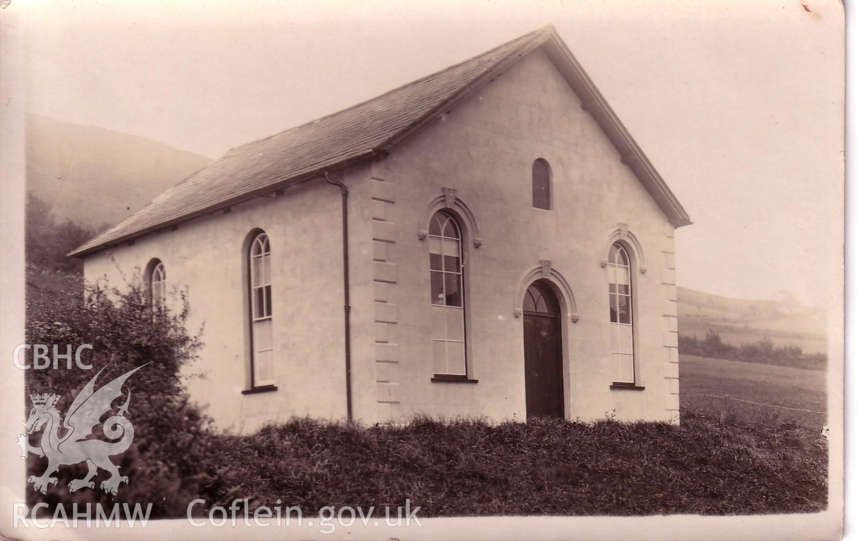 Digital copy of an original historic monchrome photograph of Bethlehem Chapel, Cwmerfyn, in the possession of W.J. Edwards.