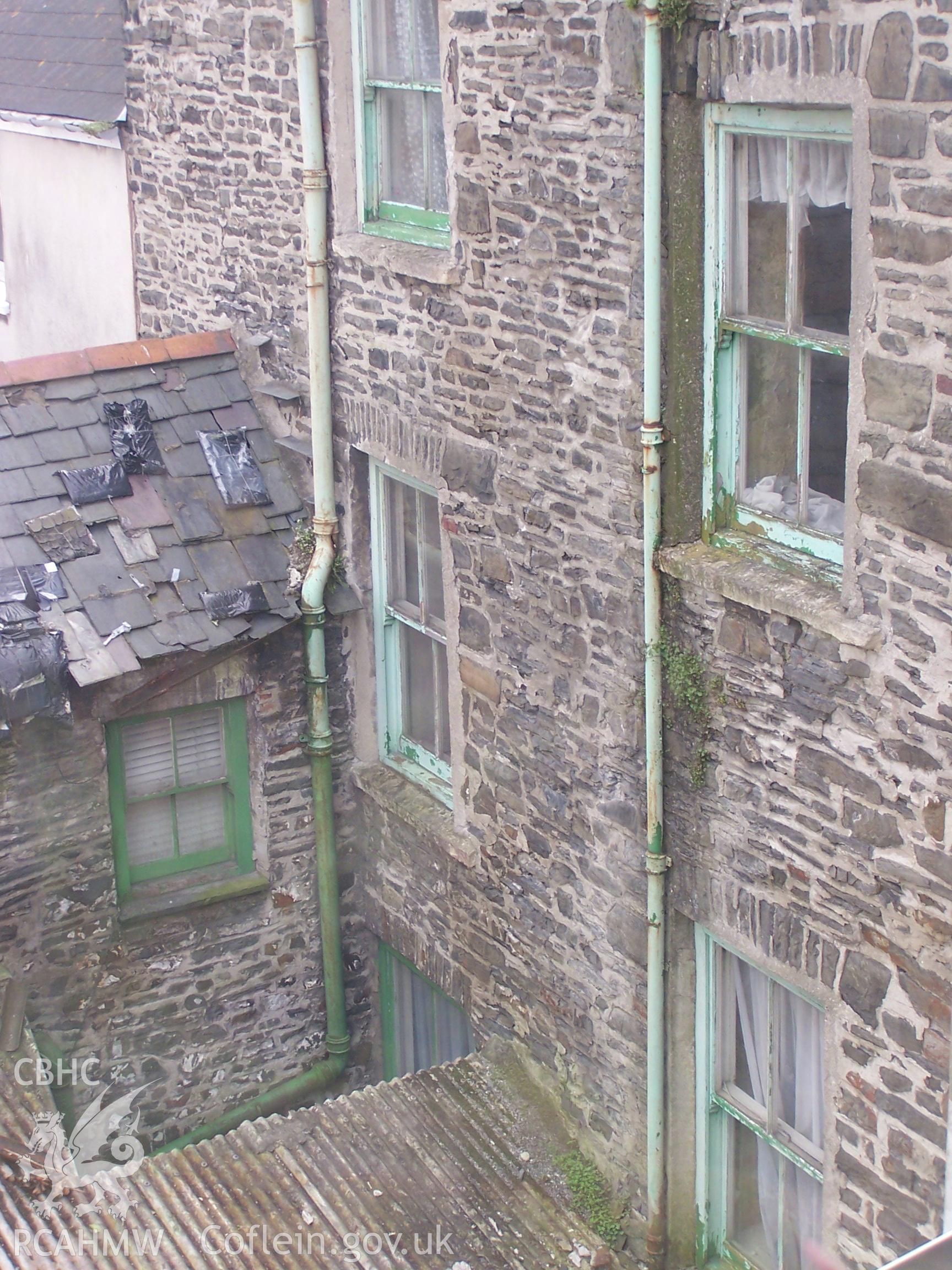 Digital colour photograph showing the rear of 44 Bridge Street, Aberystwyth.