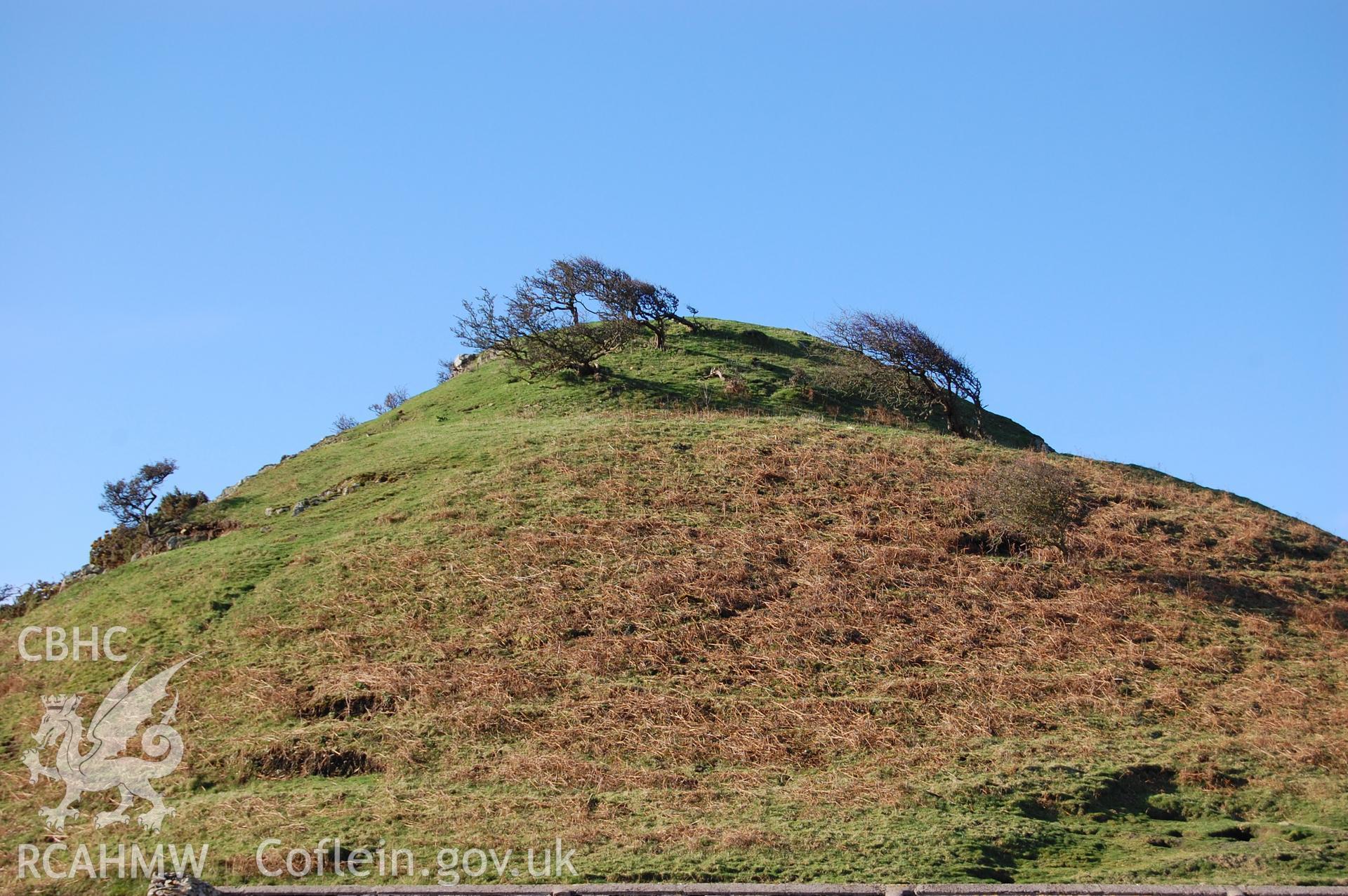 Digital photograph from an archaeological assessment of Deganwy Castle, carried out by Gwynedd Archaeological Trust, 2009. Top of East hill.