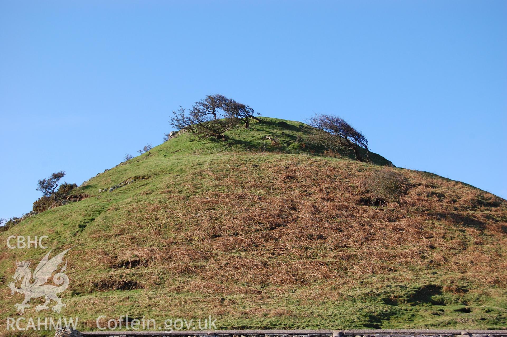 Digital photograph from an archaeological assessment of Deganwy Castle, carried out by Gwynedd Archaeological Trust, 2009. Top of East hill.