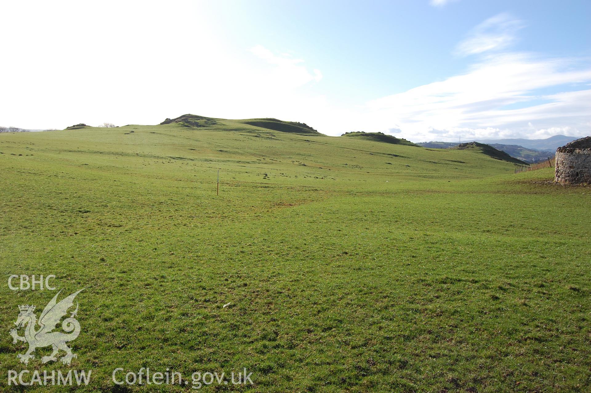 Digital photograph from an archaeological assessment of Deganwy Castle, carried out by Gwynedd Archaeological Trust, 2009. North end of hollow-way before it splits to go to the castle.