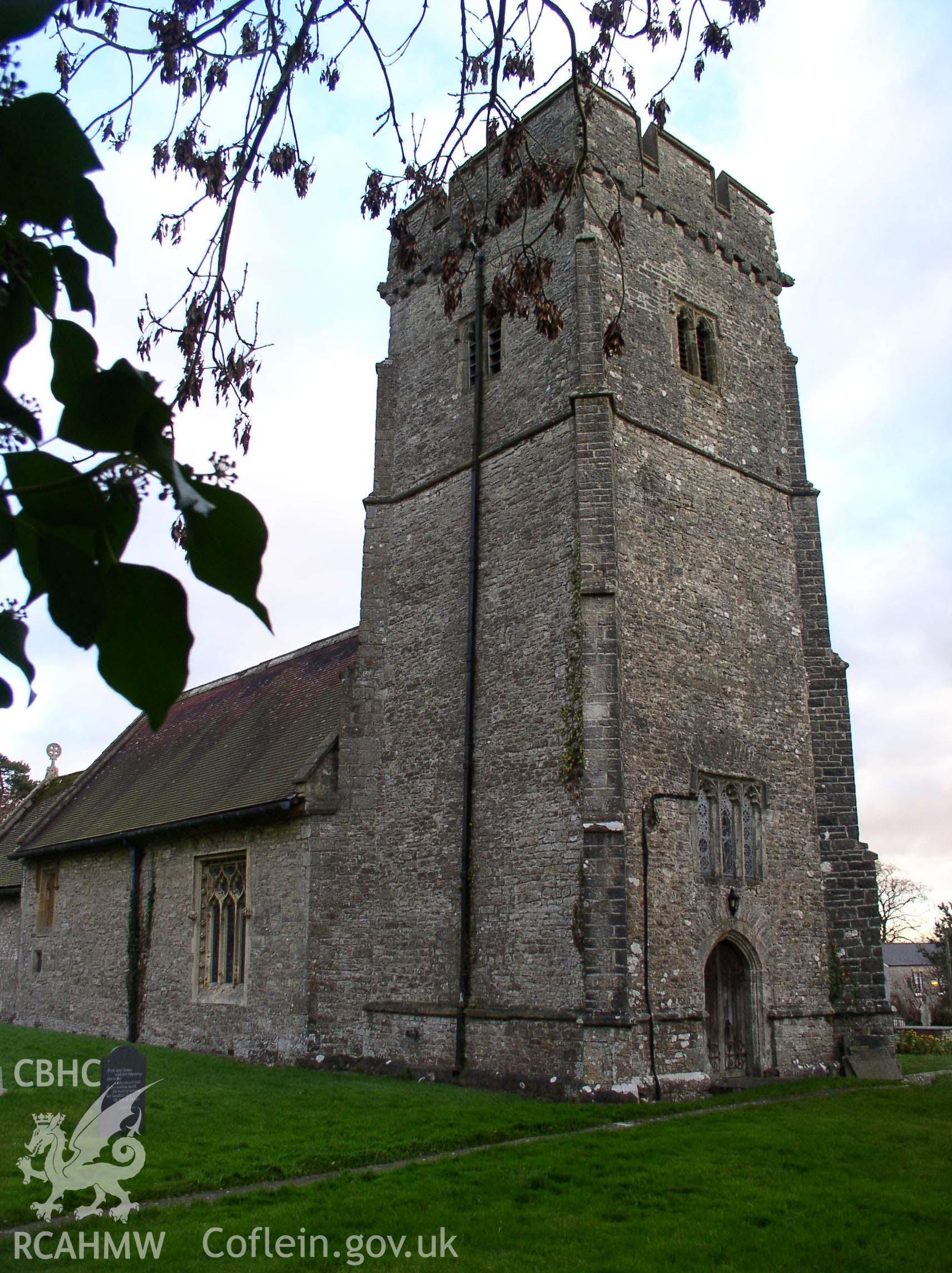 Colour digital photograph showing a three quarter elevation view of St Hilary's Church, St Hilary; Glamorgan.