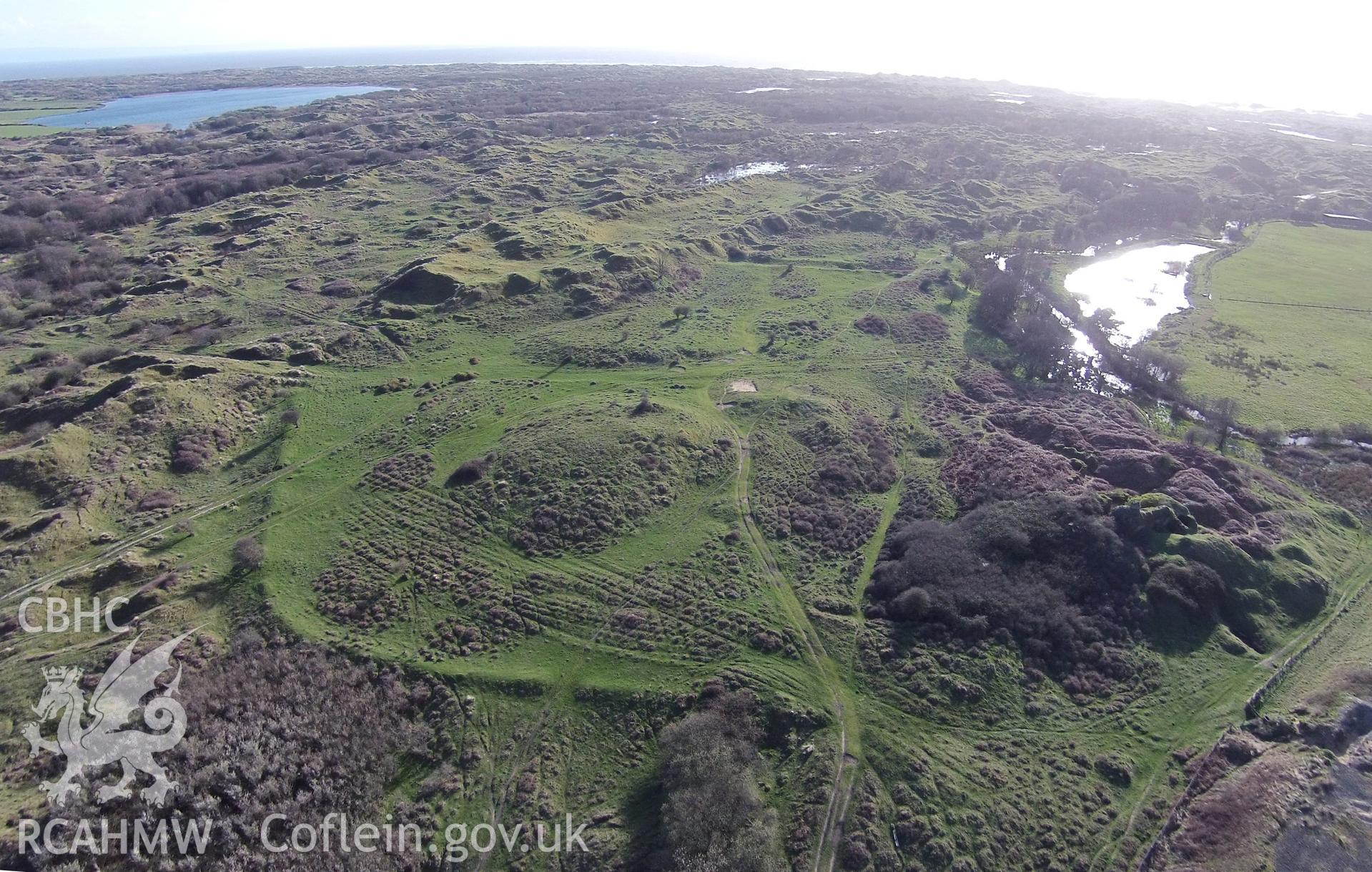 Digital aerial photograph showing Castell Kenfig.