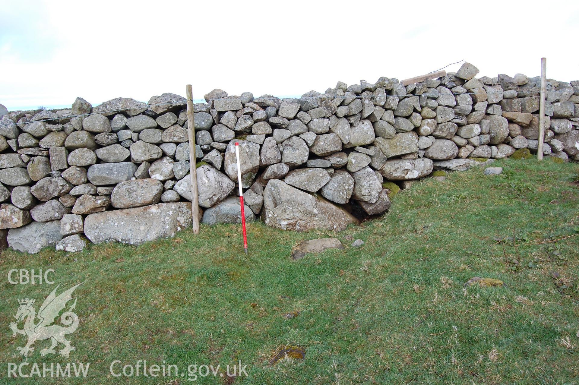 Digitial photograph of stone culvert, from a Gwynedd Archaeological Trust archaeological assessment of a field to the rear of Capel En-gedi, Rhiwgoch, near Harlech.