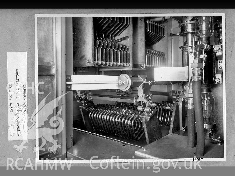 Black and white digital photograph showing amplifier number 5 inductor assembly.