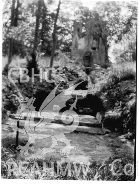 Digital copy of a black and white photograph showing the site of Grove House, Piercefield. The picture is from the collections of Chepstow Museum.