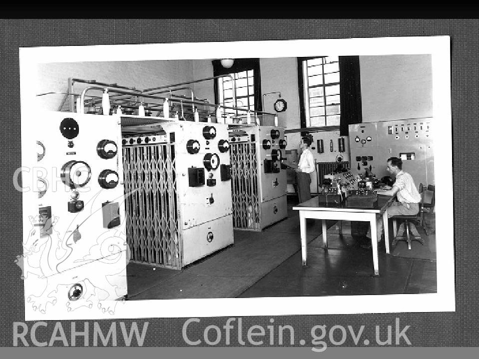Black and white digital photograph of a long wave transmitter.