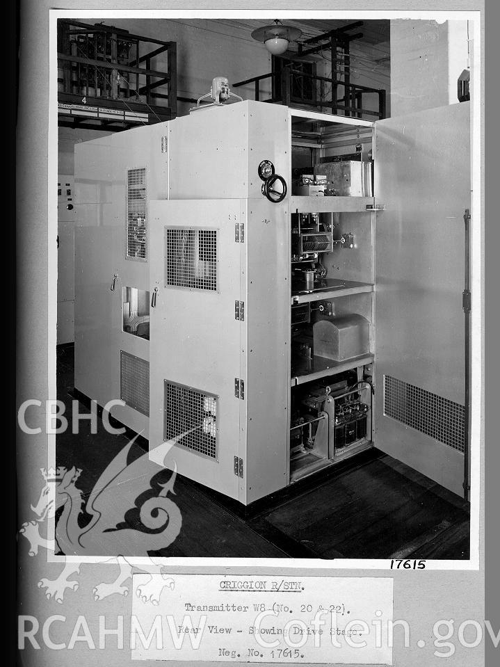 Black and white digital photograph showing a rear view of transmitter W8 (numbers 20 and 22).