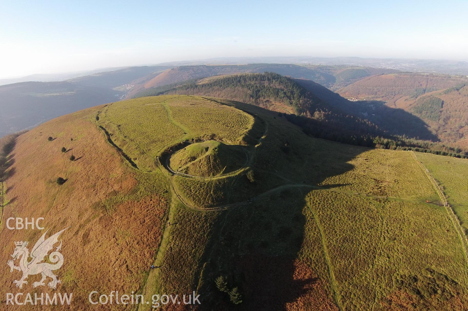 Digital aerial photograph showing Timbarlwm hillfort.