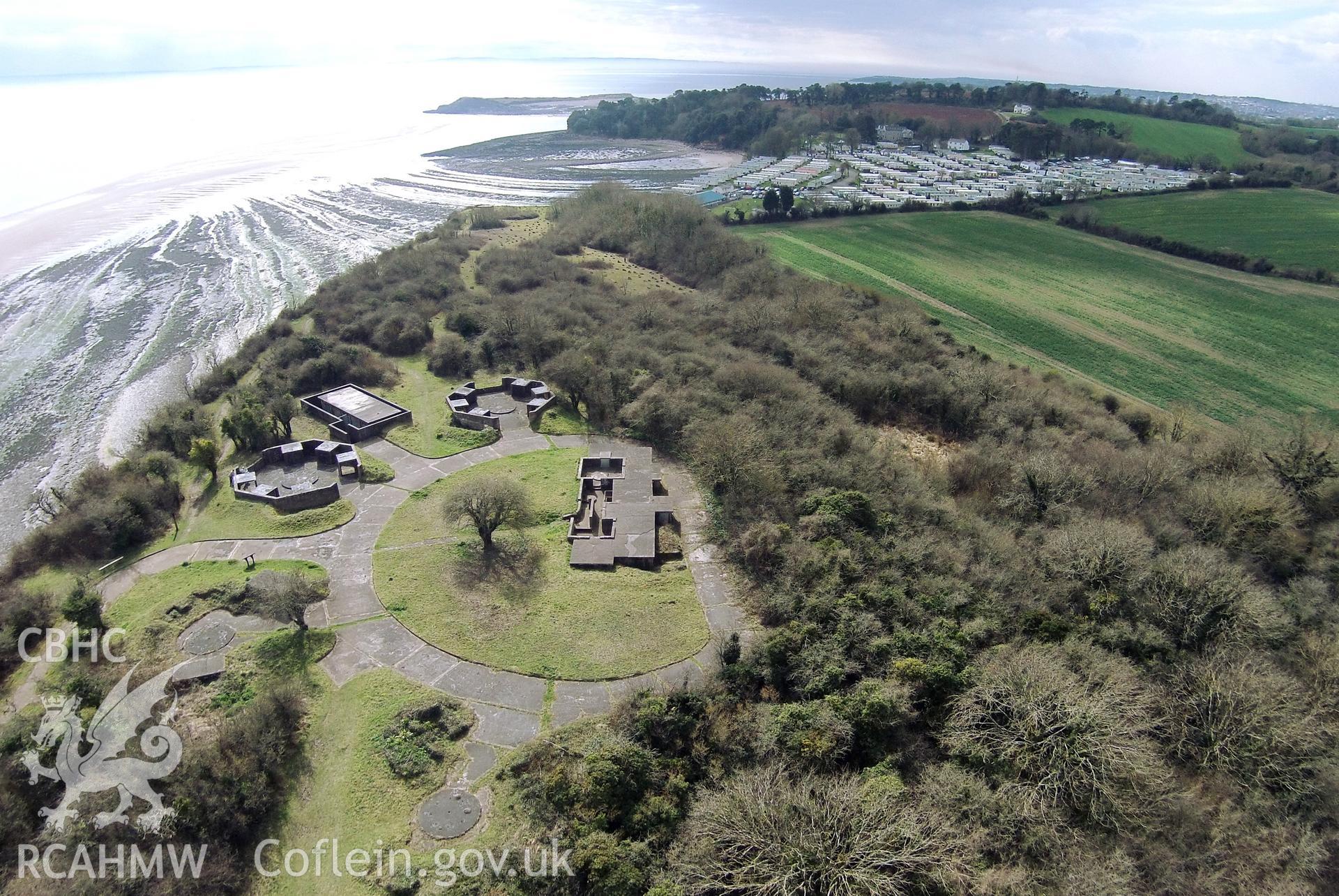 Digital aerial photograph showing Lavernock Point fortified battery.