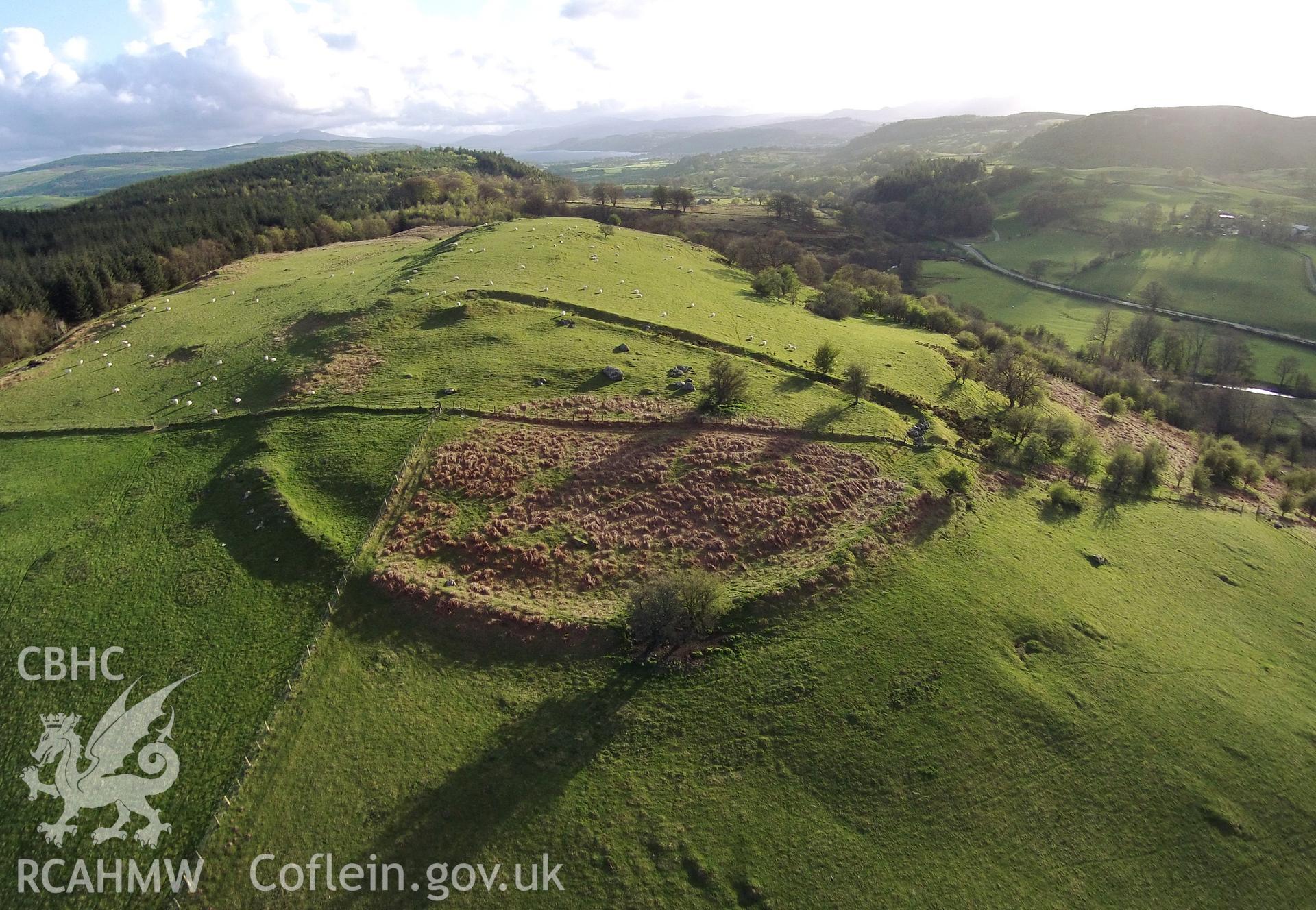 Digital aerial photograph showing Cefn Ddwysarn camp.