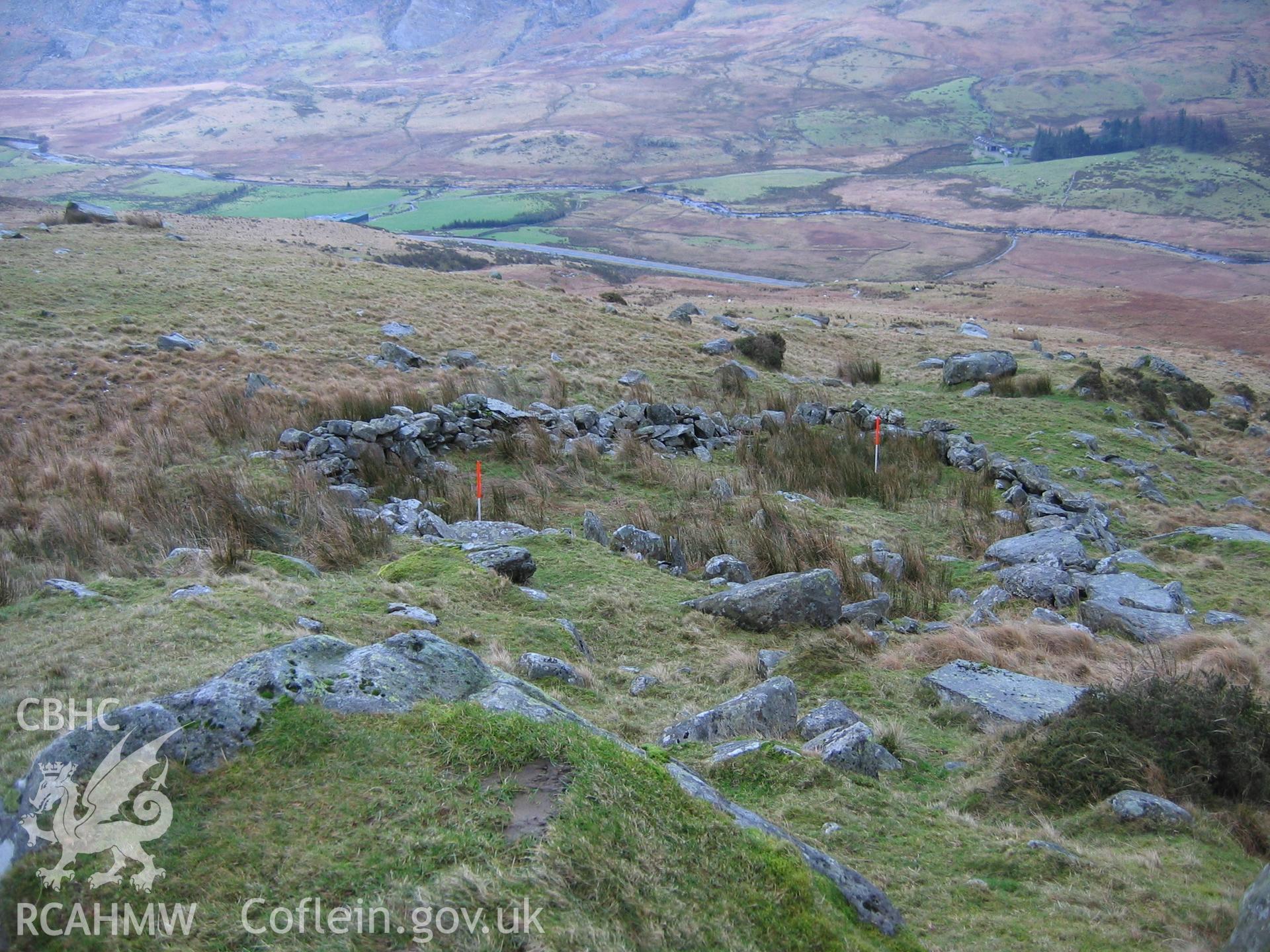 Photograph of Dyffryn Mymbyr Hut Circle Settlement I taken during Upland Survey by staff of EAS Contracts.