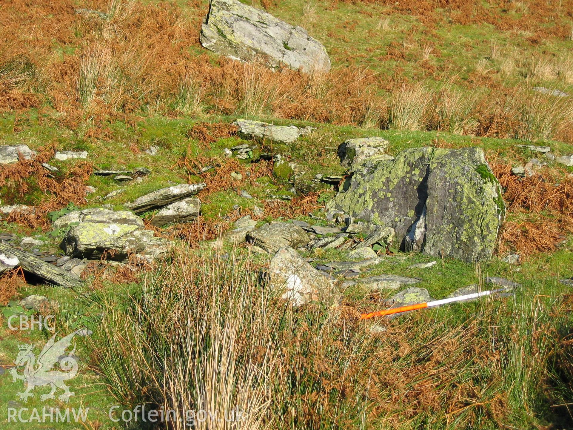 Photograph of Dyffryn Mymbyr Hut III taken during Upland Survey by staff of EAS Contracts.