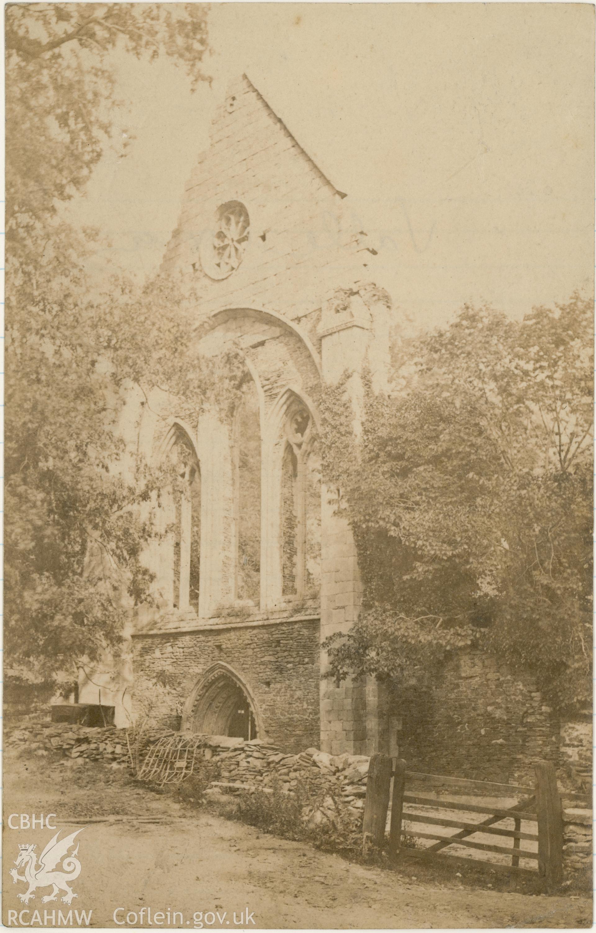 Copy of an illustration showing view of Valle Crucis Abbey.