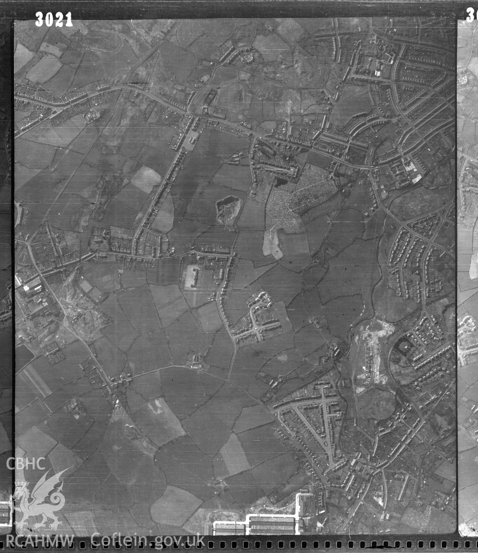 Black and white vertical aerial photograph taken by the RAF on 11/04/1946 centred on SN52240132 at a scale of 1:10000. The photograph includes part of Llanelli Rural community in Carmarthenshire.