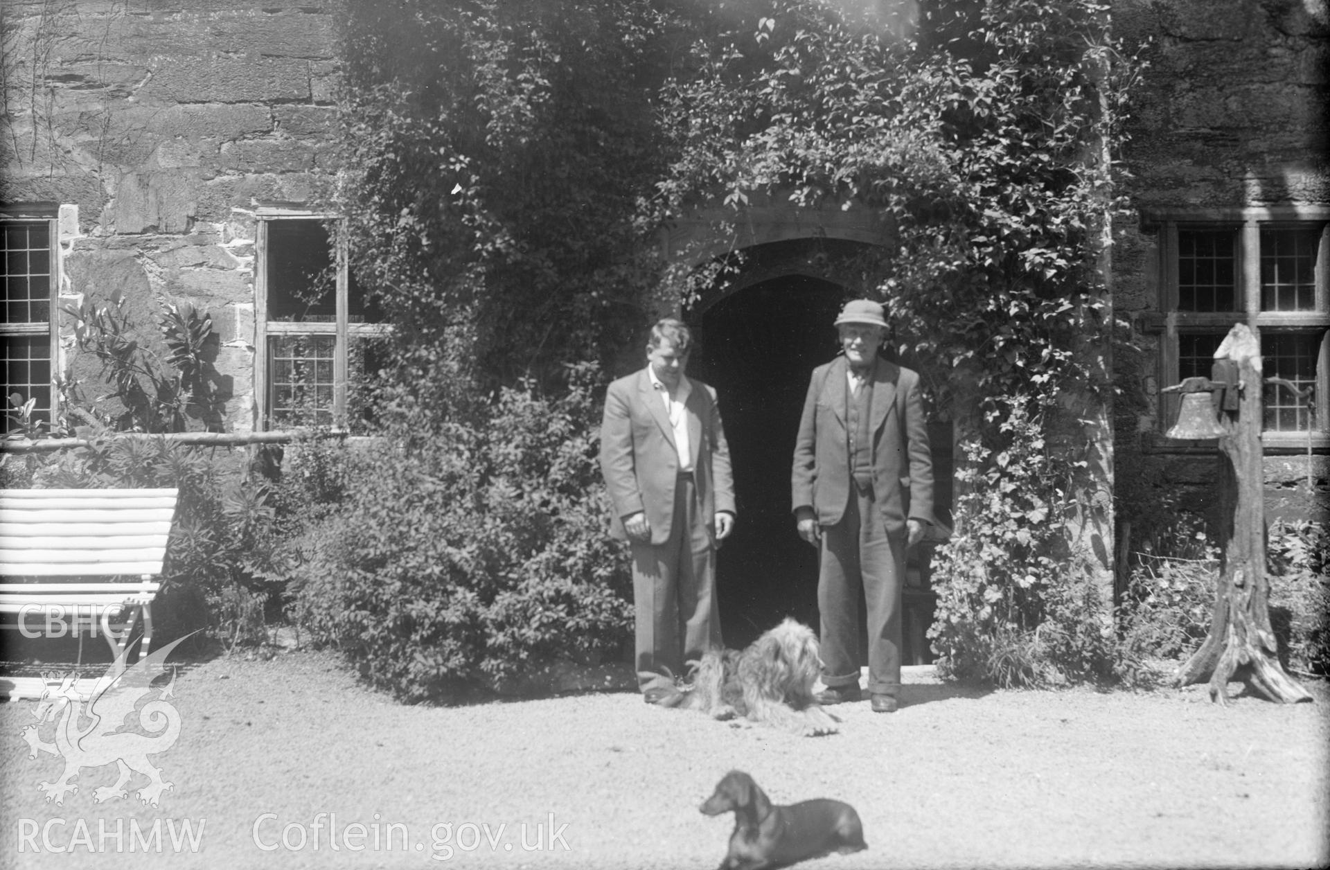 Black and white nitrate negative showing view of Gwydir Castle.