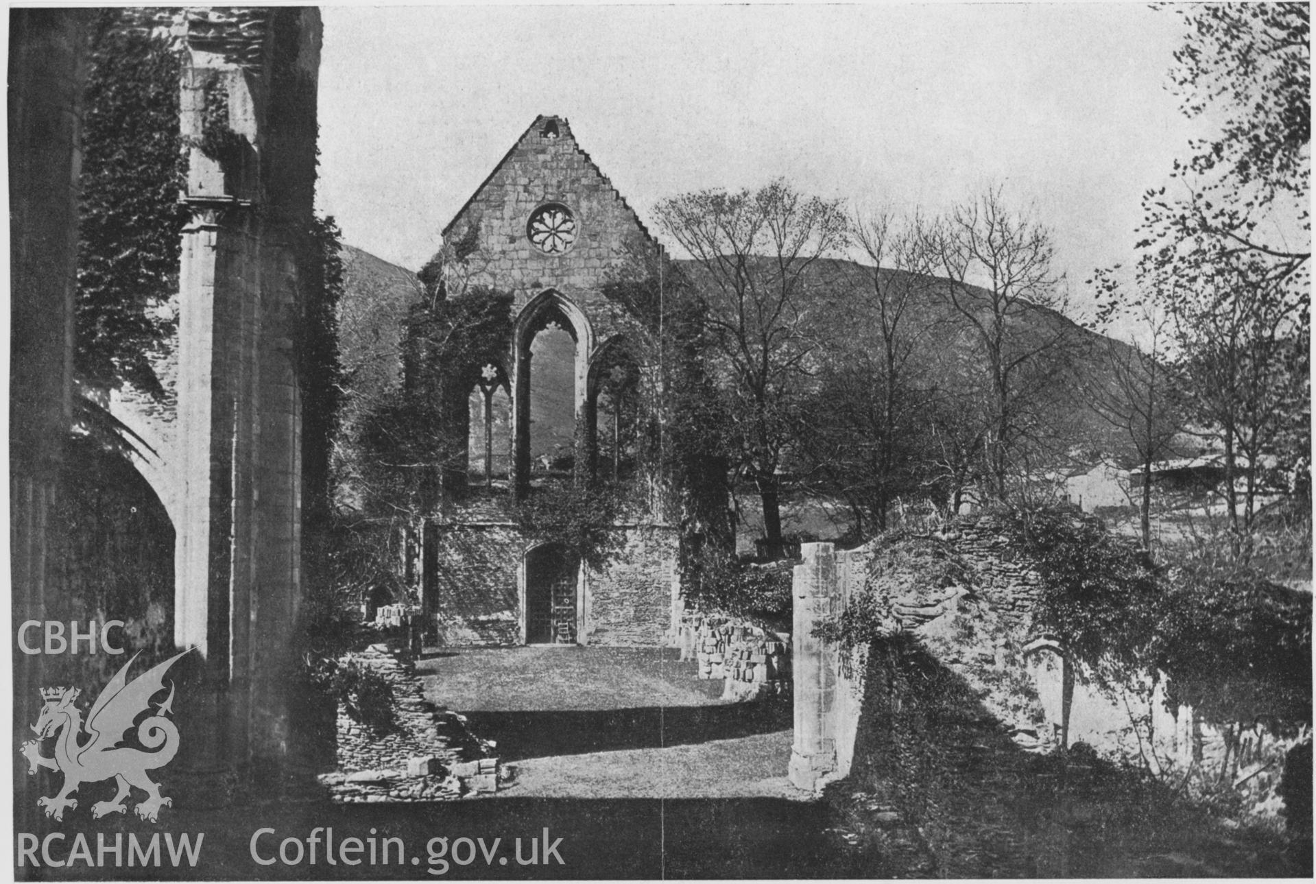 Copy of an illustration showing interior view of Valle Crucis Abbey.