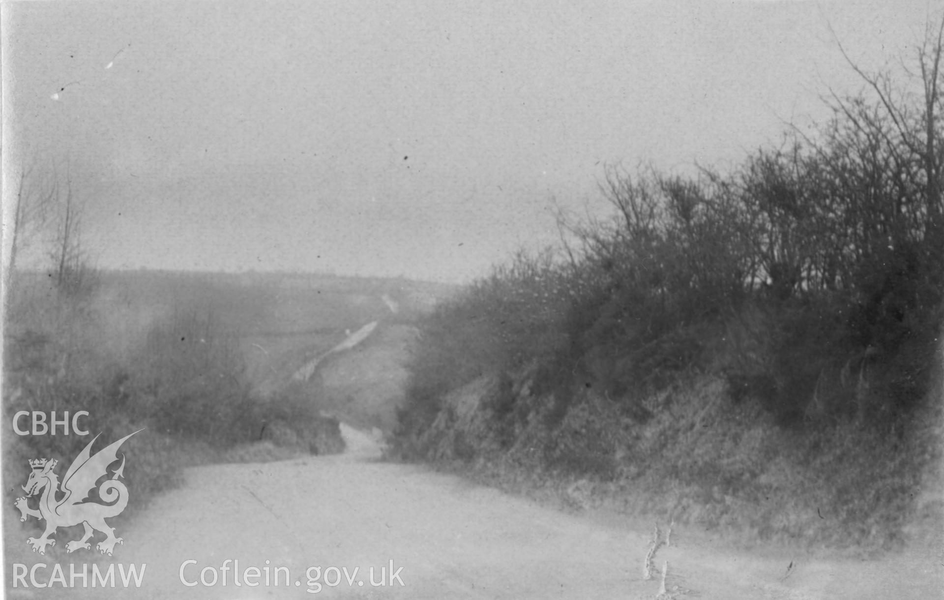 'Sarn Helen near Bronnant 1910'.  Digitised from a photograph album showing views of Aberystwyth and District, produced by David John Saer, school teacher of Aberystwyth. Loaned for copying by Dr Alan Chamberlain.